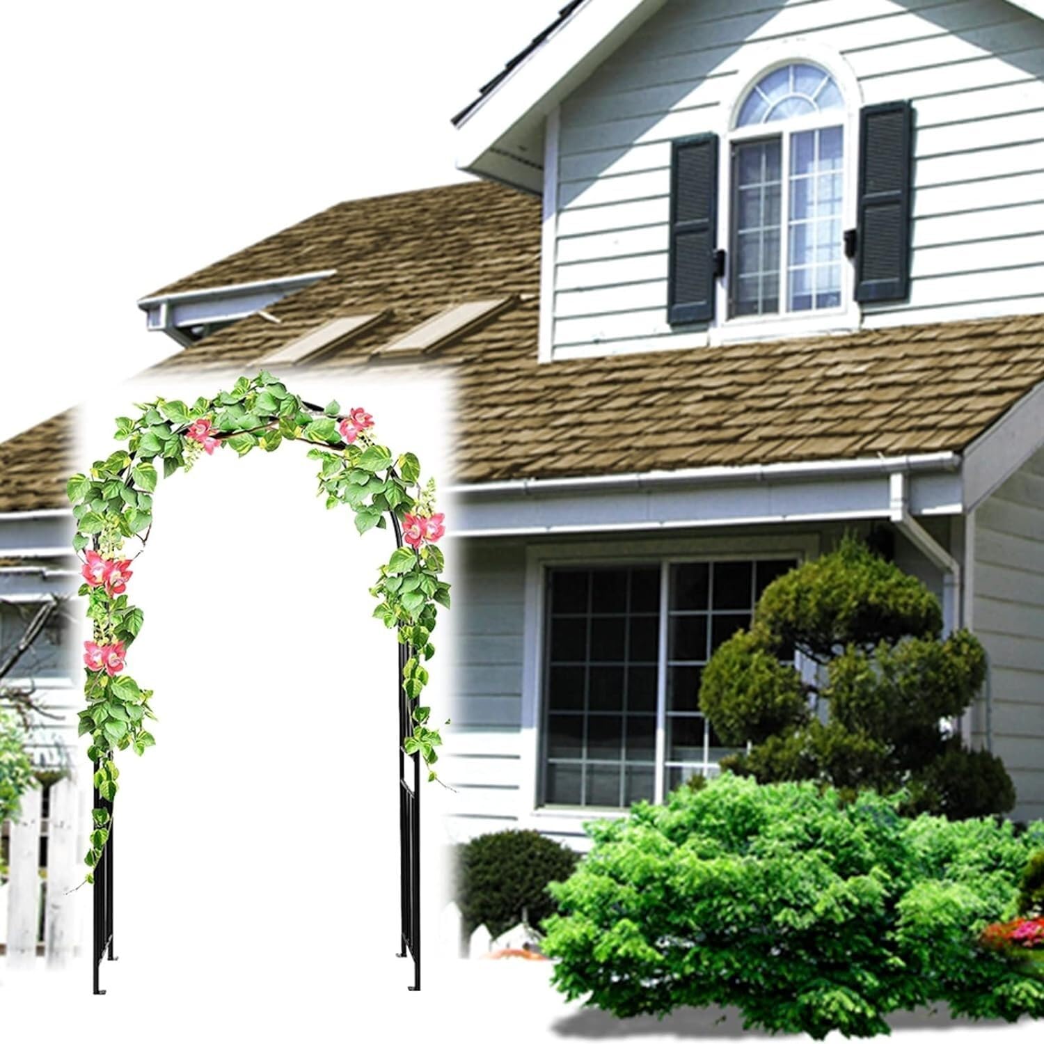 Arche de jardin pour plante grimpante en métal robuste noire 150x240cm