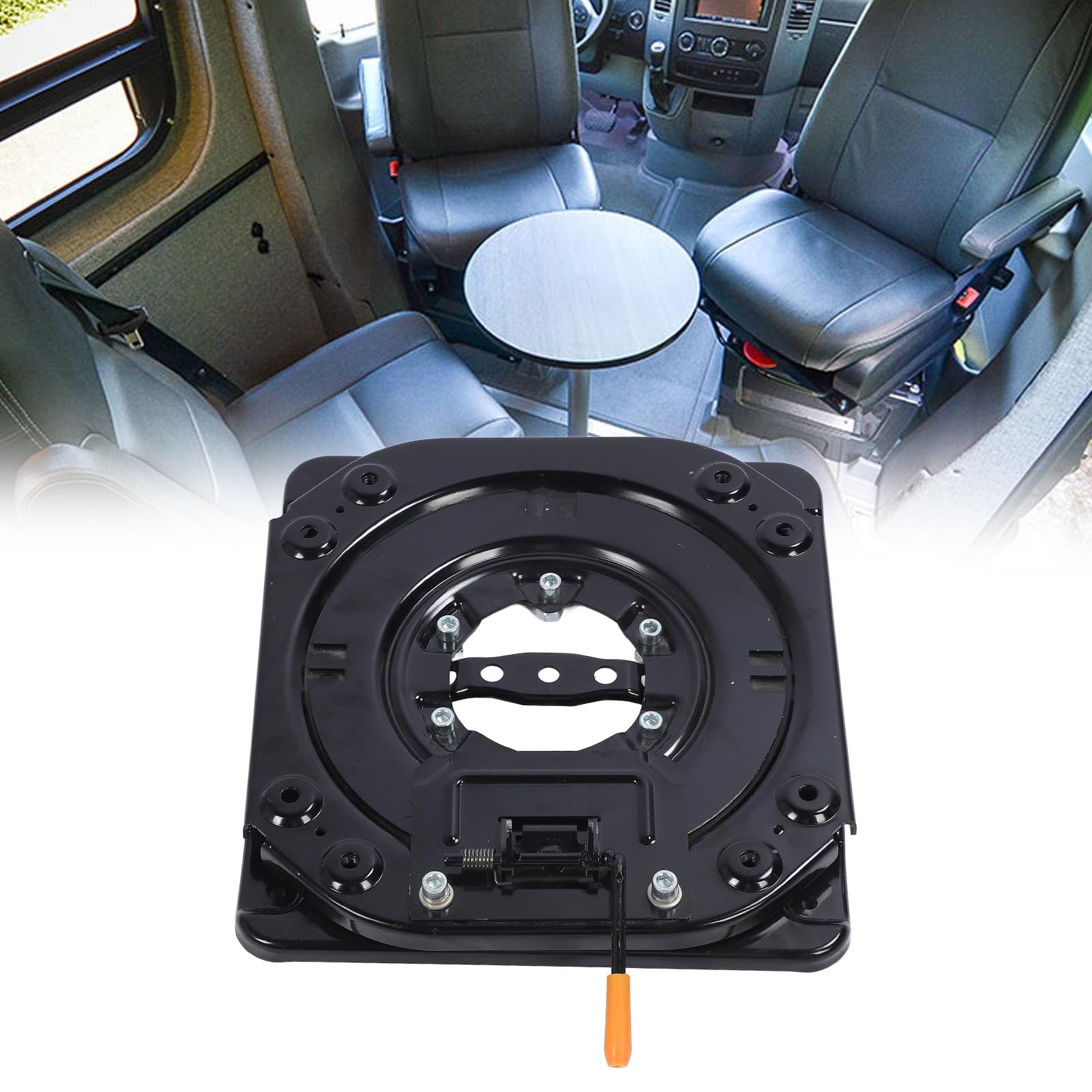 SIXRUN Base Giratoria para Asiento de Automóvil, Base de Acero Inoxidable Giratoria de 360 ​​​​grados Resistente con Revestimiento de Pintura Al óleo Negra, para Modificación de