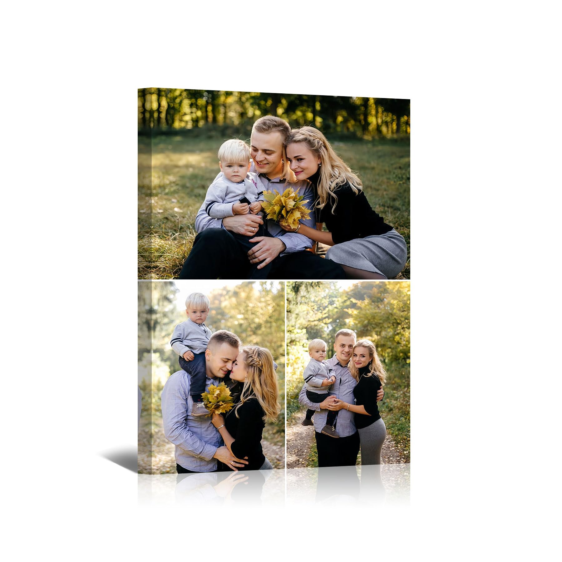 Personalised Photo Collage Canvas Prints Custom Multi Picture Framed Wall Art, 3 Photo Collage, Personalised Gift for Women Mum Dad Couples Pets, Family Photo Canvas Home Decor 30x45 cm (12x18in) โ image 1