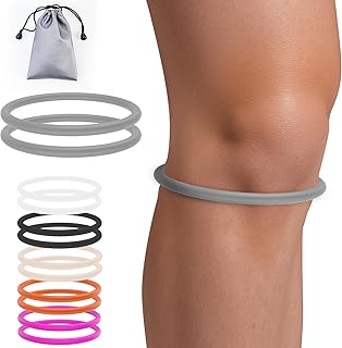 2PCS Patellar Tendon Support Strap for Knee Pain Relief, Knee Bands for Basketball, Running, Tennis, Soccer and Hiking, Silicone Patella Band for Women and Men, Includes Storage Bag (Grey)