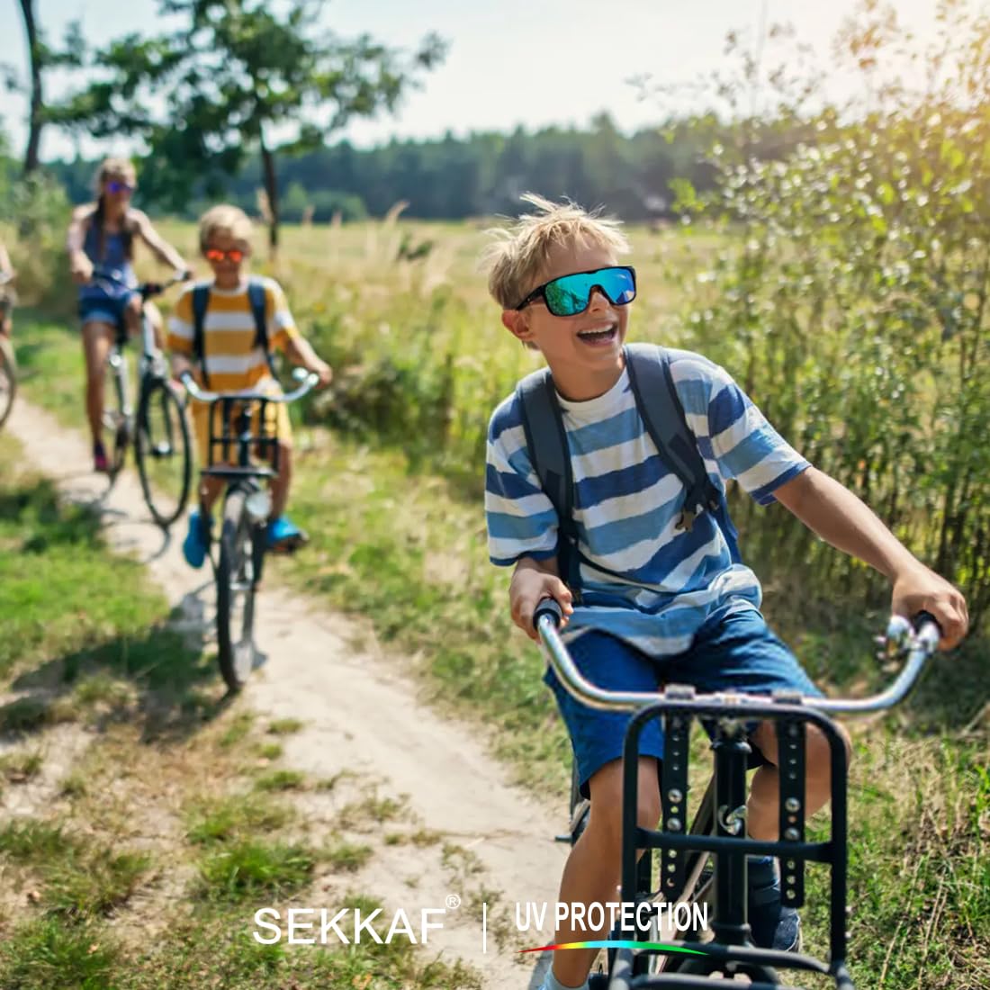 SEKKAF Dziecięce polaryzacyjne okulary przeciwsłoneczne dla chłopców, dziewcząt, sportowe okulary przeciwsłoneczne, ochrona przed promieniowaniem UV, lekkie oprawki, wiek 3-12 lat