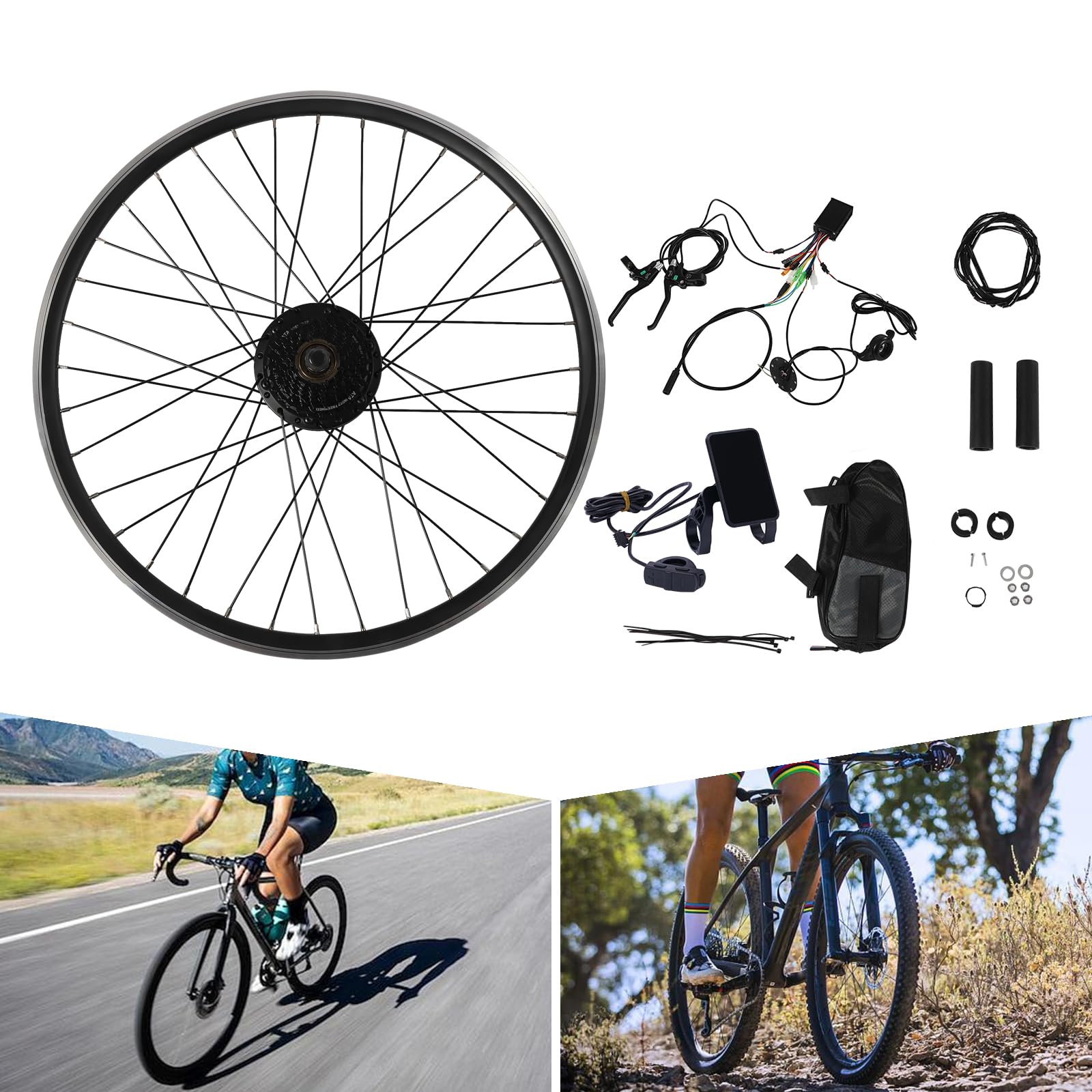 36V 250W Kit di conversione per E-Bike, kit di conversione per bicicletta elettrica con display LCD, 5 marce, kit di conversione per bicicletta elettrica con cruise control, motore elettrico per