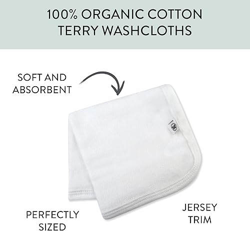 Miniatura 5 de HonestBaby Paquete de 10 paños de toalla en caja de regalo, 100% algodón orgánico para bebés, niños y niñas, paquete de 10 unidades, color blanco,