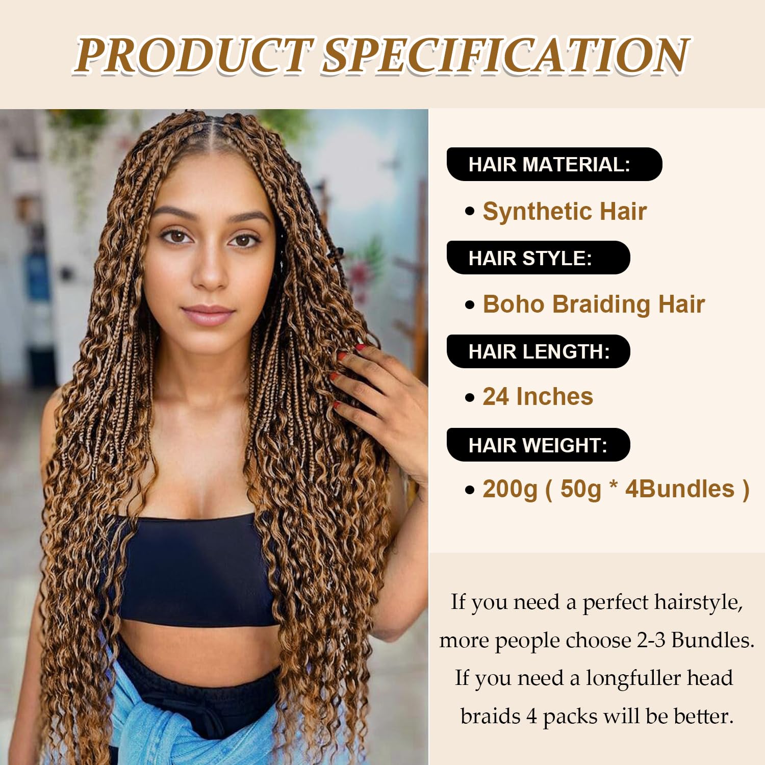Seimainurs Deep Wave Crochet Hair Long Curly Braiding Hair for Boho Braids Ocean Wave Braiding Hair for Black Women (30# - Image 3