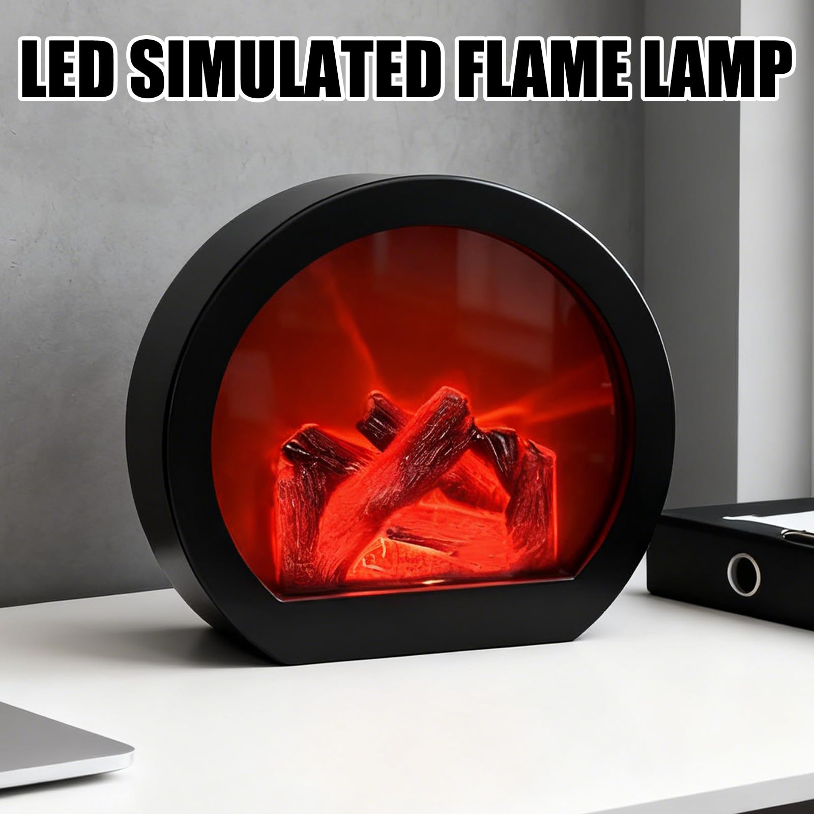 Caminetto a LED Touch Control Camini Elettrici Effetto Fiamma Decorazione Camino Simulazione Fuoco per Interni ed Esterni, Ingresso Terrazza, Camera da letto, 20 x 9,5 x 18,5 cm