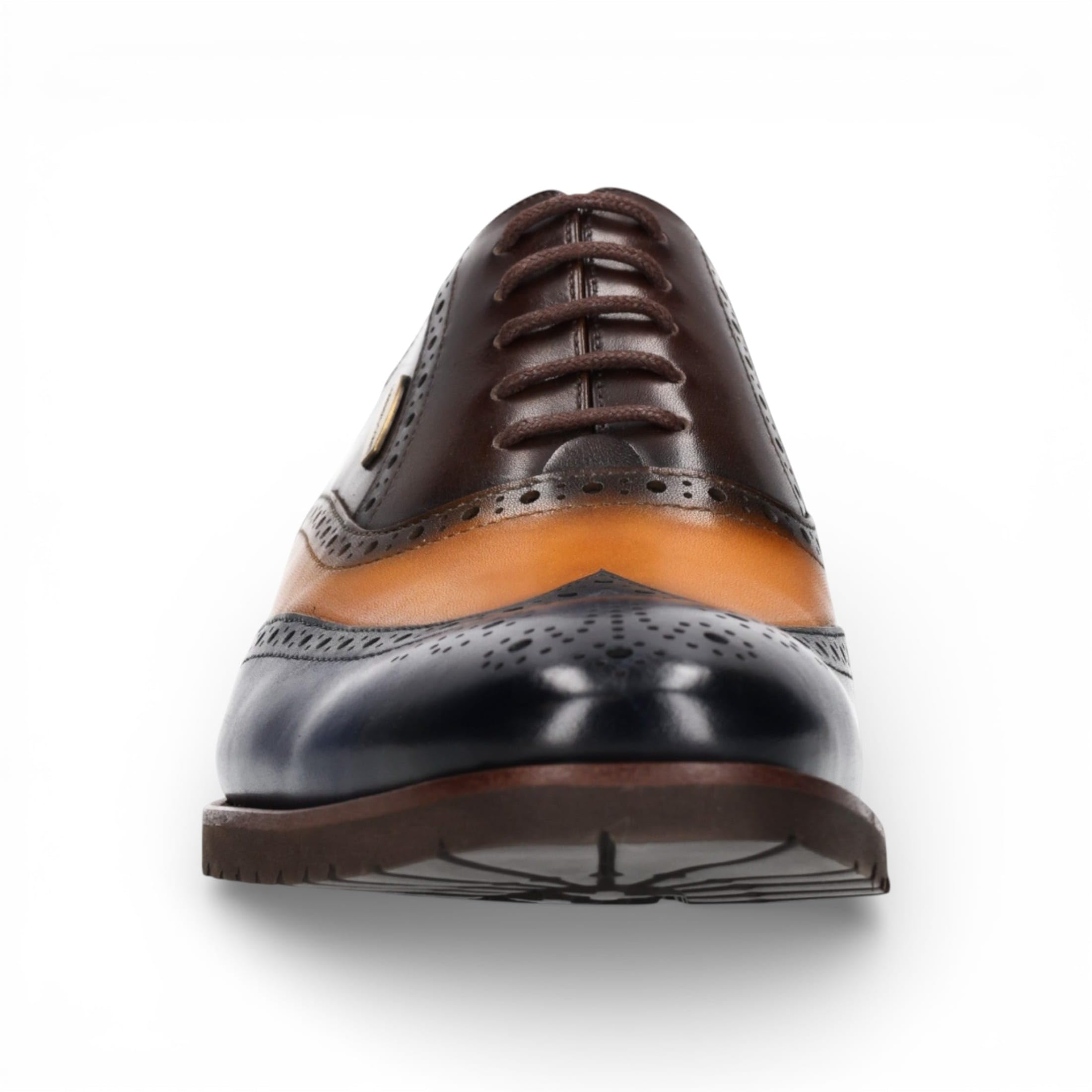 Lorenzo Conti Antonin 01 Scarpe Oxford Brogue da Uomo in Pelle Blu e Marrone, Eleganti e Casual