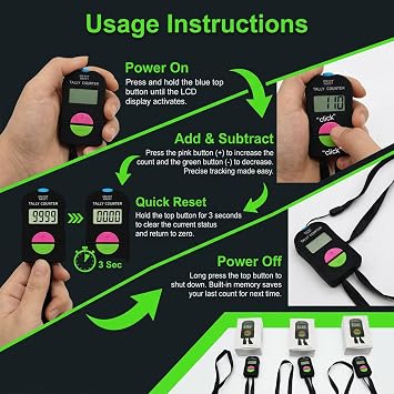 Digital Handheld Clicker Counter,4 Digit Number Electronic Hand Tally | with Add/Subtract and LCD Display,Portable Finger Counter for Golf Scoring Sports Coaching Running Counting Events Inventory