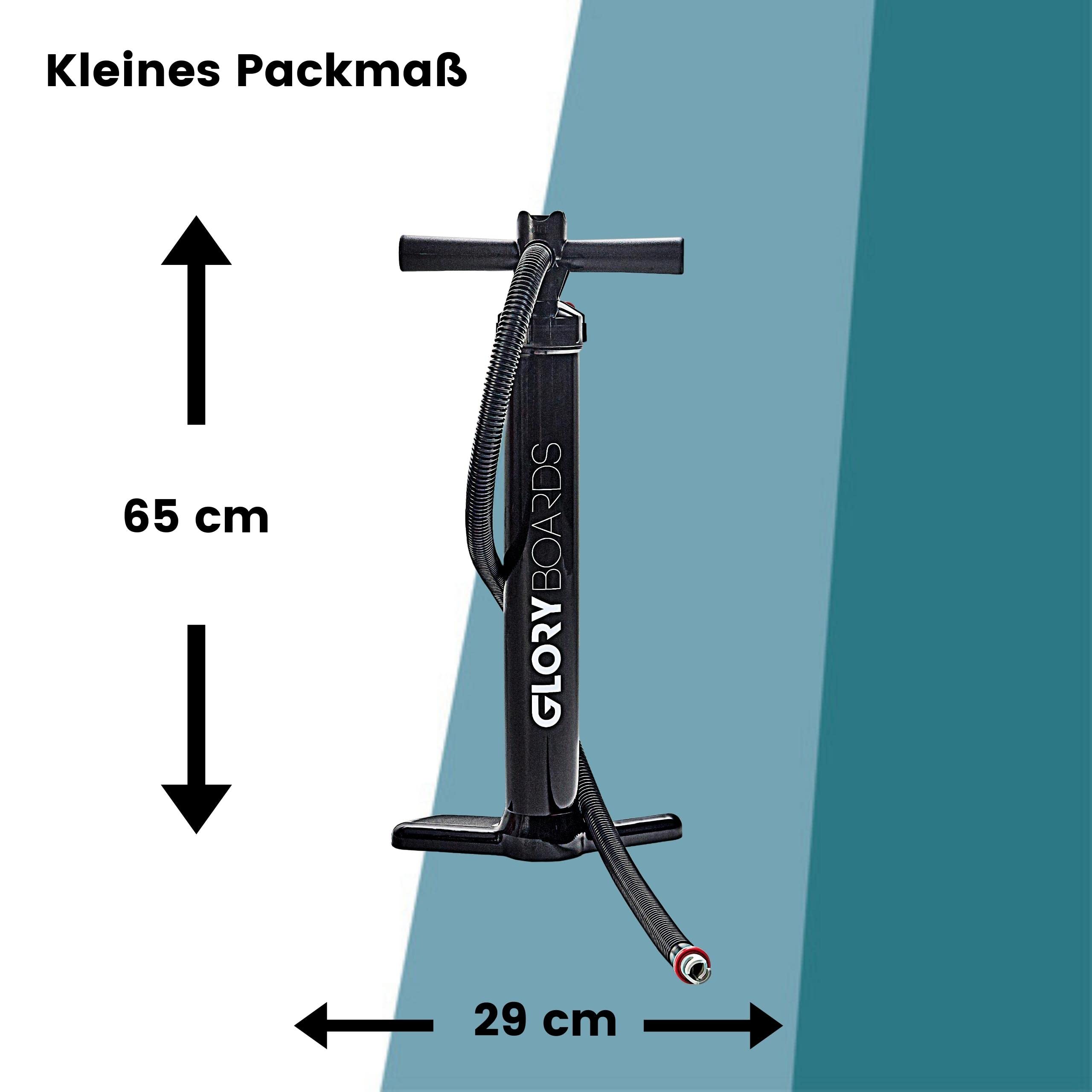Hochdruck Pumpe für Stand up Paddle Boards – Doppelhubfunktion – Spare Zeit und Kraft beim Aufpumpen deines SUP-Board – leichte SUP-Pumpe in schwarz - für alle SUP Board Marken passend – langlebig
