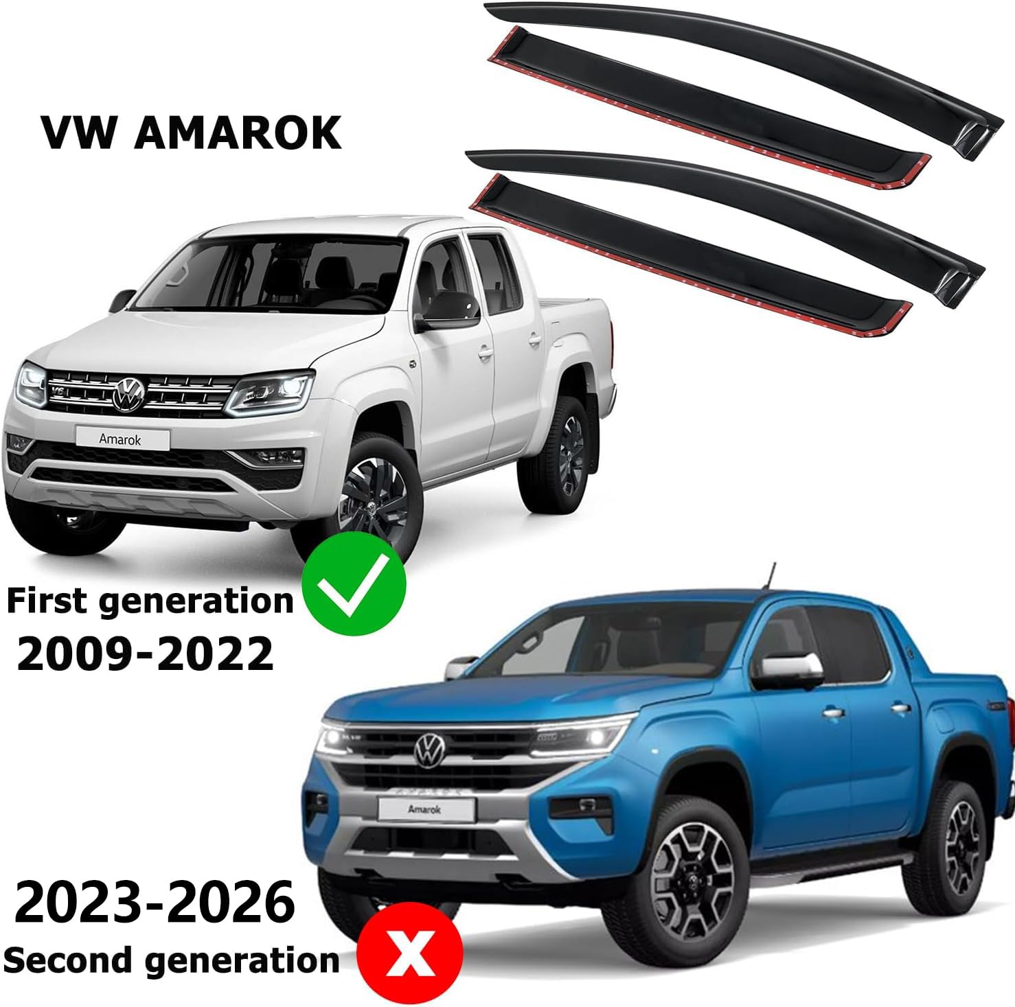 Deflektor deszczu Smoke czarny do VW AMAROK Volkswagen 2009-2021 podwójna kabina 4 drzwi Pickup deflektor okien