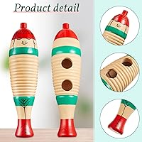 Vista 5 de 4 piezas de instrumentos de guiro en forma de pez de Navidad de 8.3 pulgadas, instrumento musical de percusión latina colorido con palos de ritmo