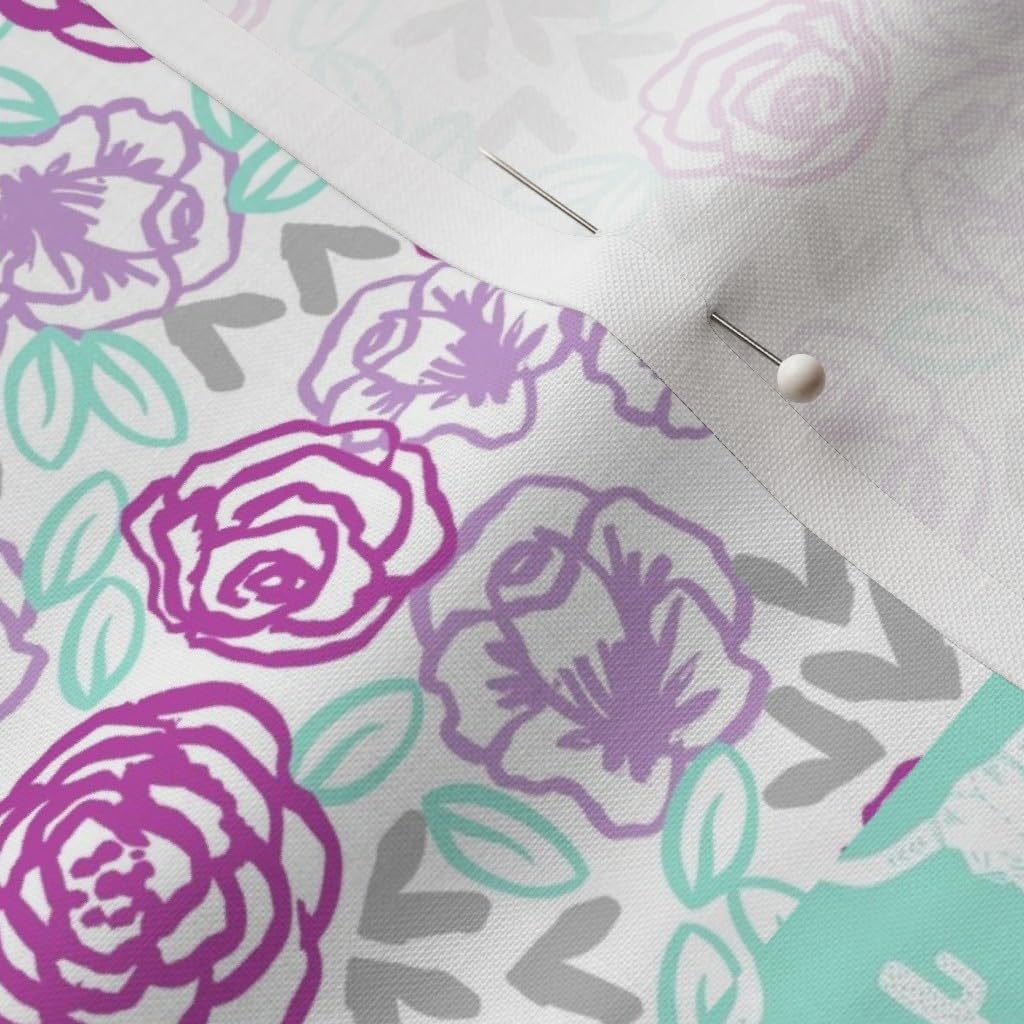 Spoonflower Fabric - Horses Quilt Purple Grey Mint Cheater Wholecloth Nursery Girls Decor Printed on Petal Signature Cotton Fabric by The Yard - Sewing Quilting Apparel Crafts Decor