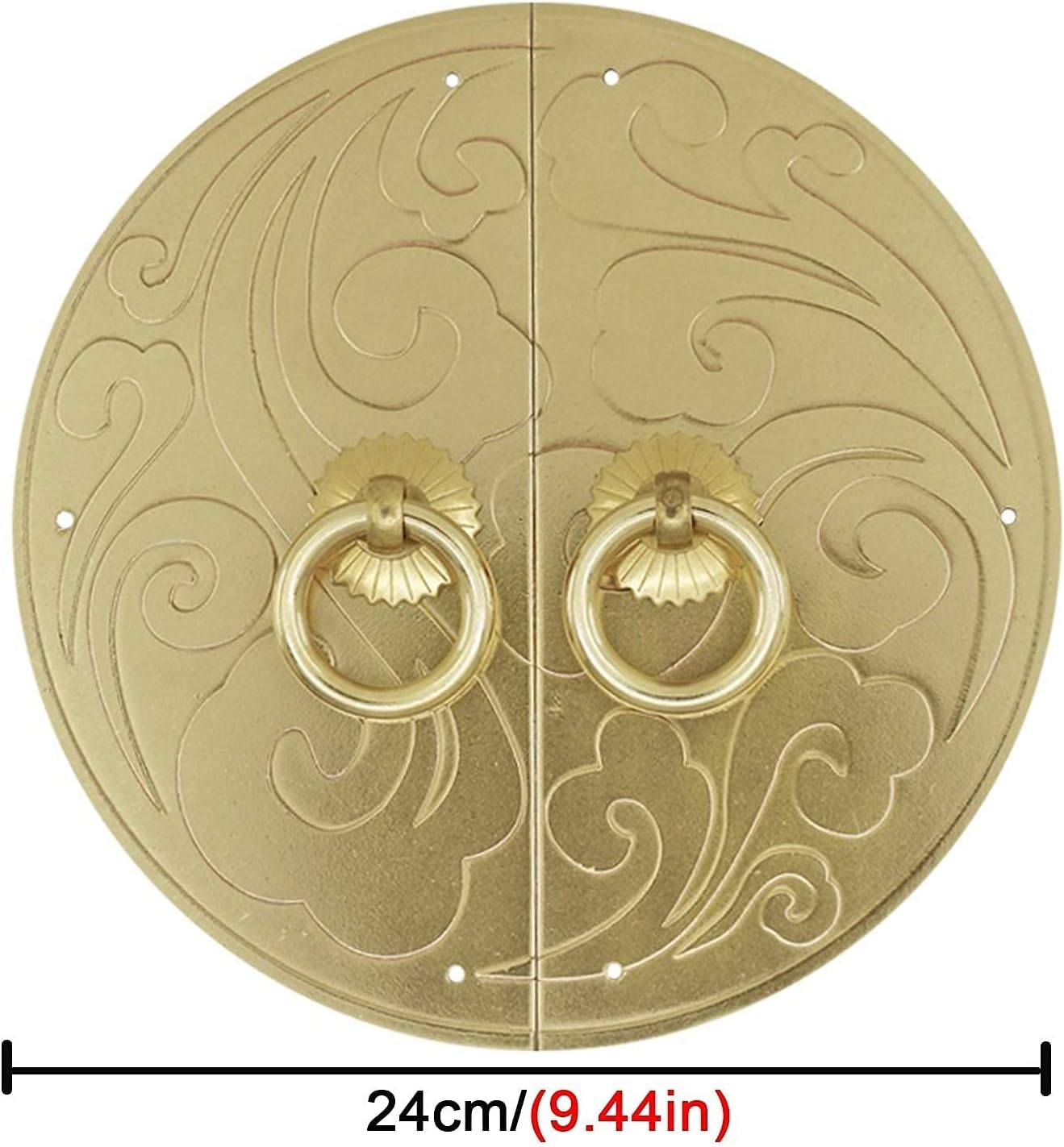 Deluxe Wall Decor Renovator's Supply Round Door Knocker Cast Brass Knob Ring Simple Pattern with Clouds Bookcase Furniture Gate Knockers Easy to Install Handcrafted Home Decor Access (Gold D)
