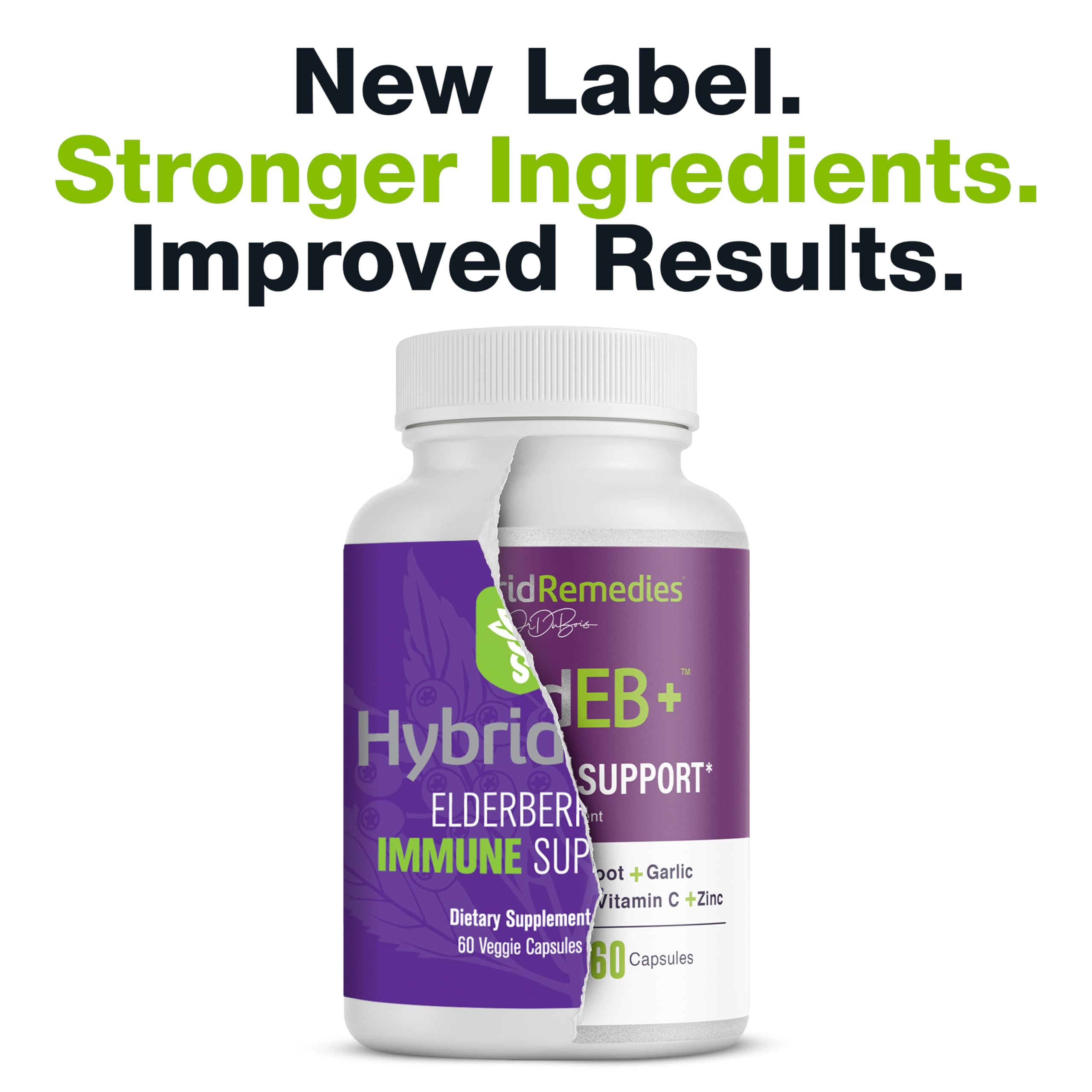 HybridEB Sambucus Elderberry Immune Support with Vitamin C, Zinc, Vitamin D3 - Antioxidant & Immunity Supplement, 1 Month Supply - 9 in 1 Black Elderberry Kids and Adults - 60 Capsules