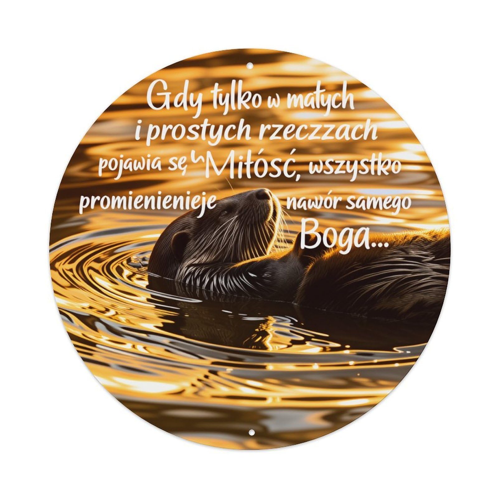 Otter Water Reflection Golden Light Round Tin Sign Vintage Style Metal Sign Home Bar Garden Wall Plaque Decor Metal Poster 8x8 Inch