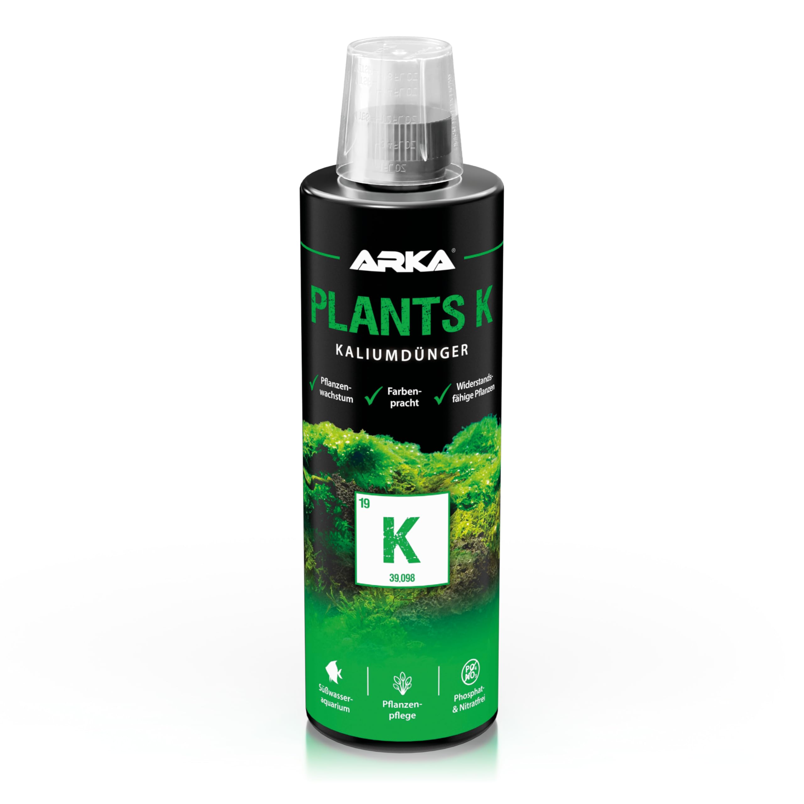 Kalium Aquarium Dünger 473 ml – nitrat- und phosphatfreier Makrodünger für Wasserpflanzen – für kräftigen Wuchs, Aquascaping & stabile Nährstoffwerte – ARKA Plants K