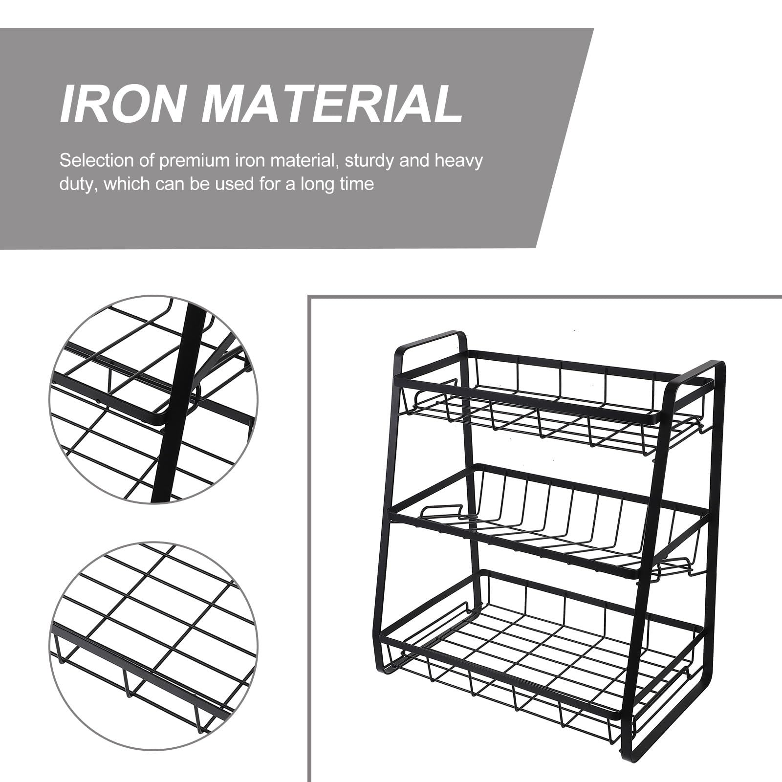 Estante de Cocina Multicapa Negro de Hierro Desmontable para Especias