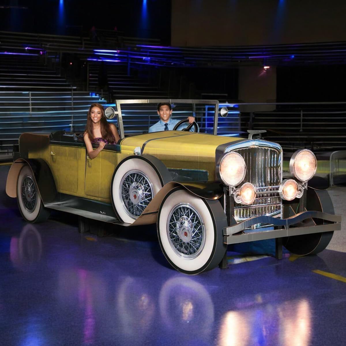 Anderson's Yellow Gatsby Car Photo Prop, Real Working Headlights and Door