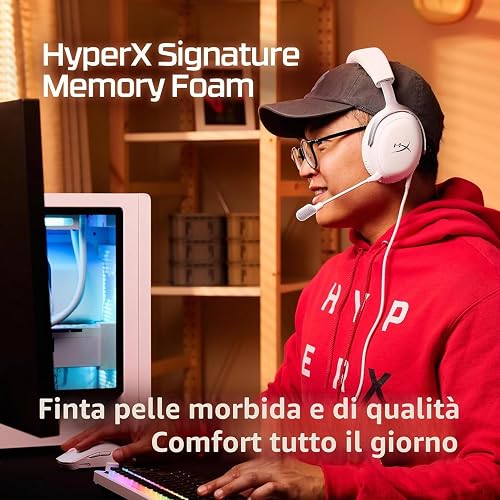 HyperX Cloud III, Cuffie da Gaming, Connessione Cablata, Bianca - 6
