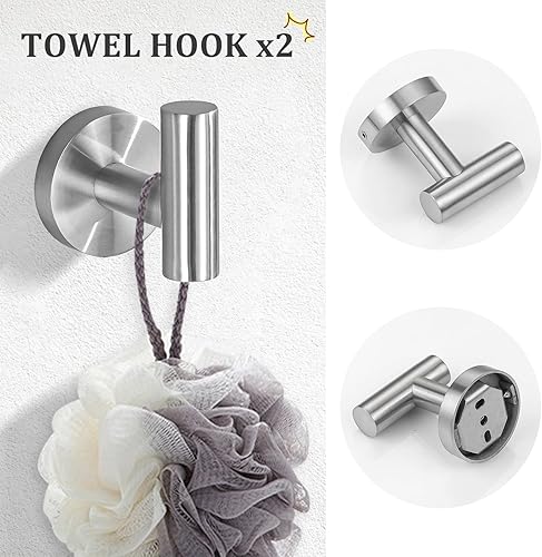 Miniatura 5 de TURS Juego de 10 accesorios de baño de níquel cepillado, juego de toallas de baño de acero inoxidable SUS304 de 24 pulgadas, kit de accesorios de