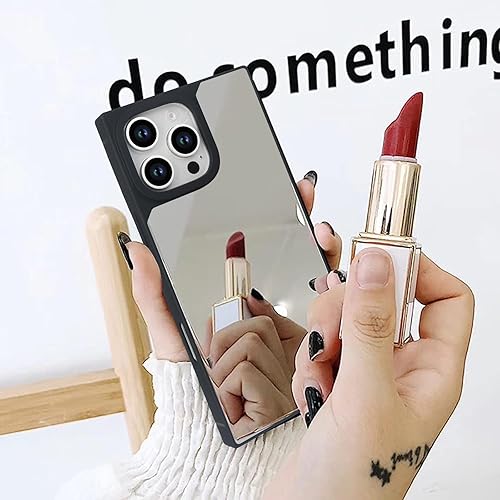 Miniatura 6 de LUVI Compatible con iPhone 15 Pro - Funda con espejo cuadrado para mujeres y niñas, maquillaje, bonito diseño de espejo de cristal brillante de lujo