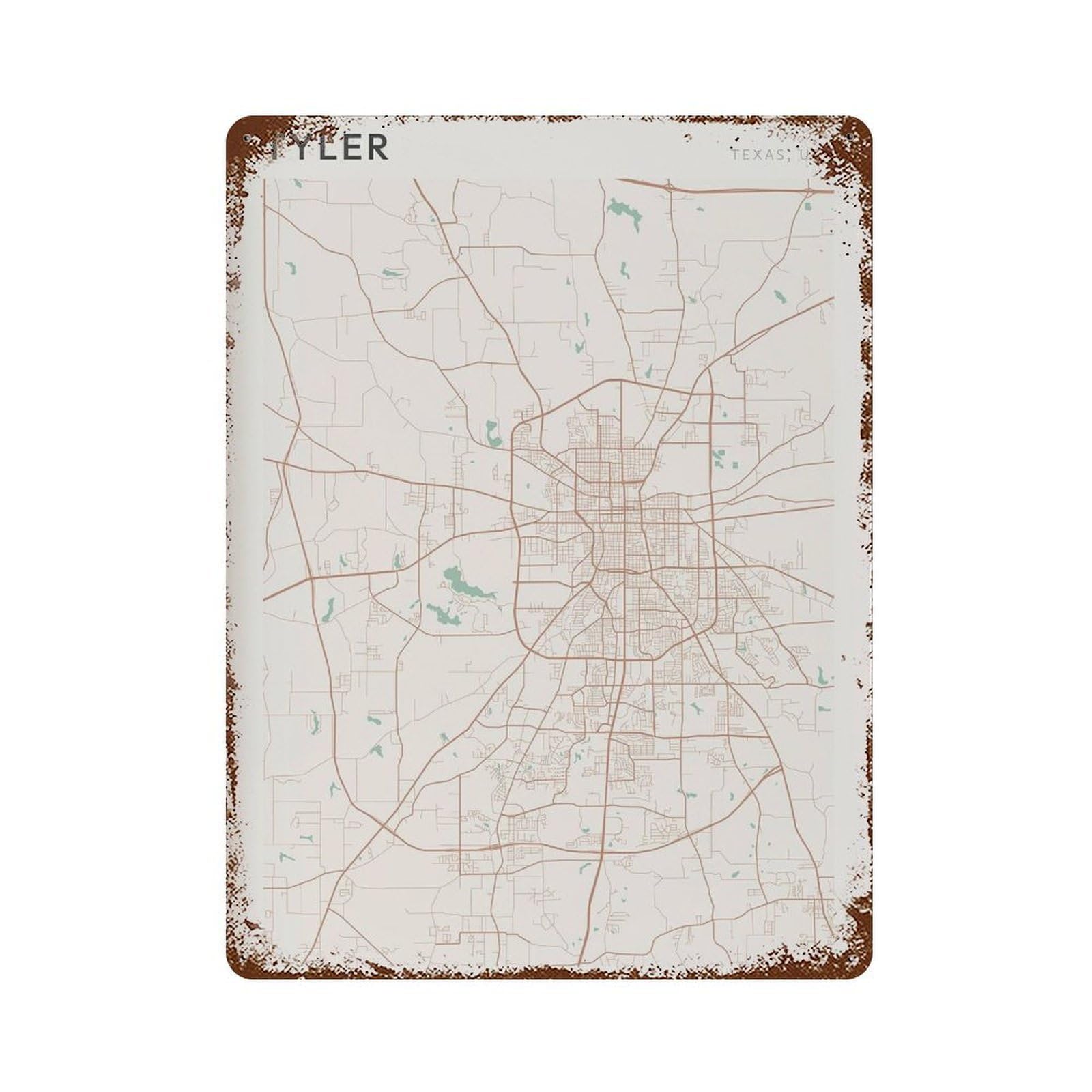 xiaoxiaoshen Tyler Map Texas Travel Gift Minimalist Wall Decor Art Metal Tin Poster Modern Home Decor Art Home Bar Shop Decorations Vintage Sign 40x30cm