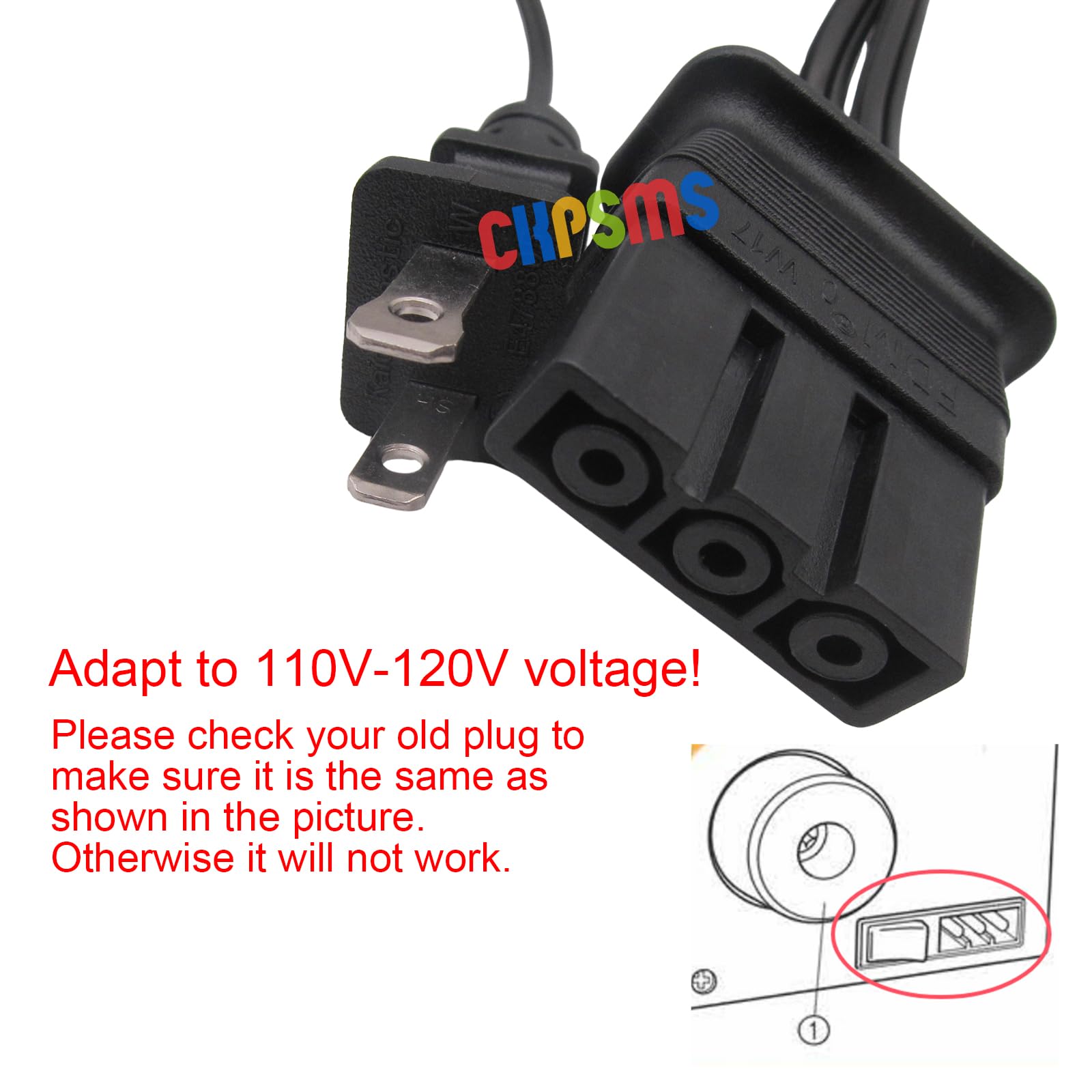 KUNPENG - 1piezas # J00360051 110V 110V Cable de control del pedal del pie del motor Ajuste para Brother LS1217, LS1520, LS1717, LS2125, VX520, VX540 +