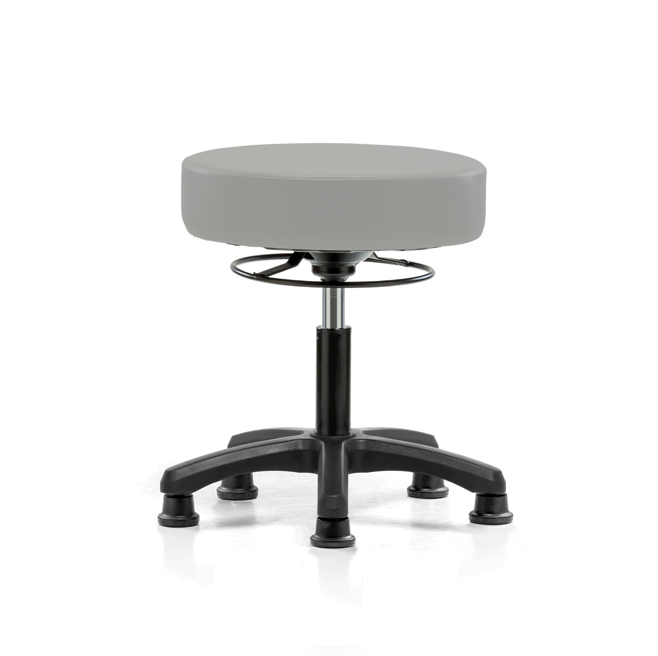 Perch Lab Stool, Glides, 18-23", Grey Vinyl