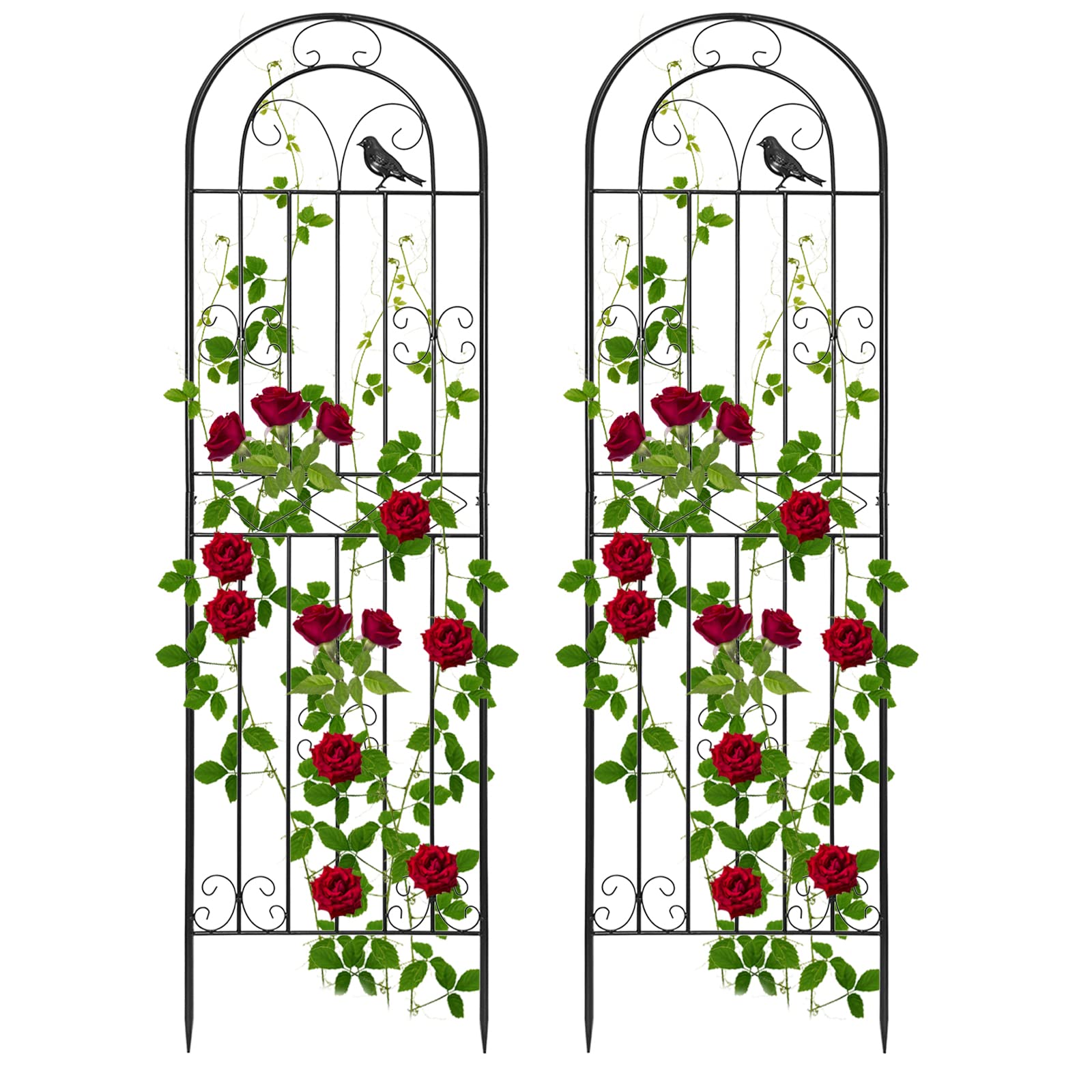 OUUTMEE Lot de 2 Treillis de Jardin en Métal, 180 x 50CM, Treillis pour Plantes Grimpantes, Clôture Décorative pour Plantes Grimpantes Extérieur