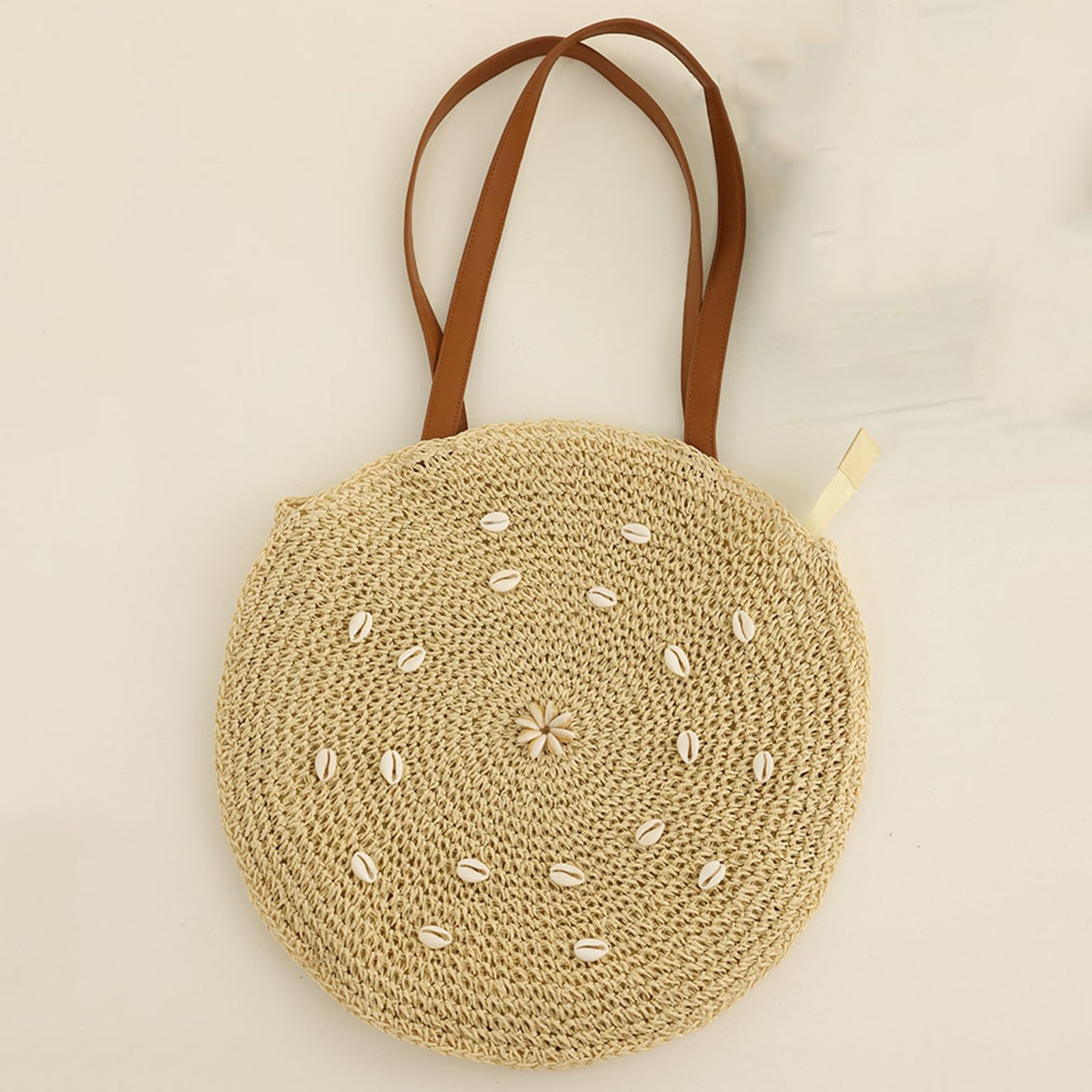 Bolso Crossbody de ganchillo de las mujeres, bolso de playa tejido redondo