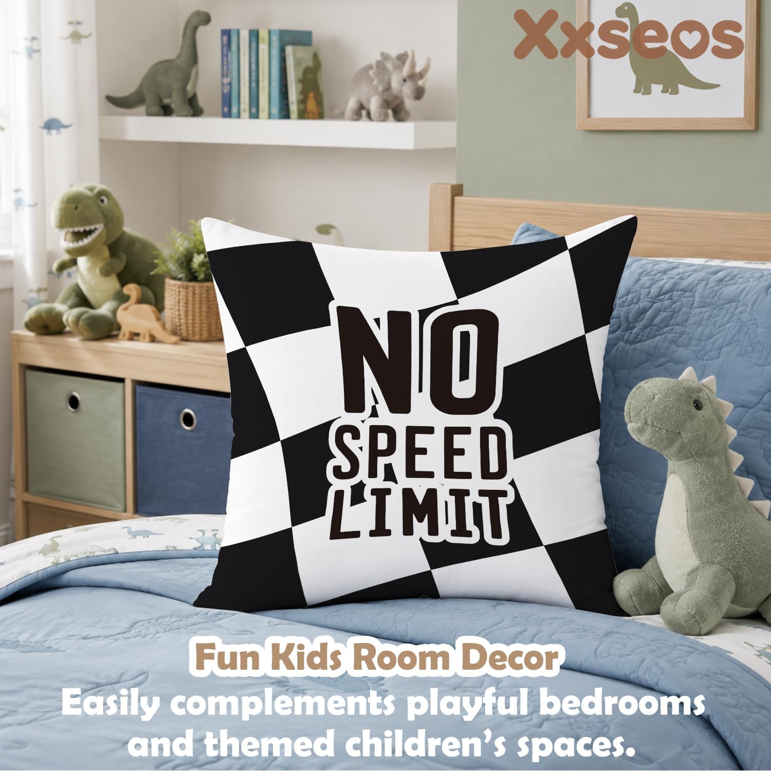 Race Car Checkered for Boys Room Decorative Pillow Covers 18x18