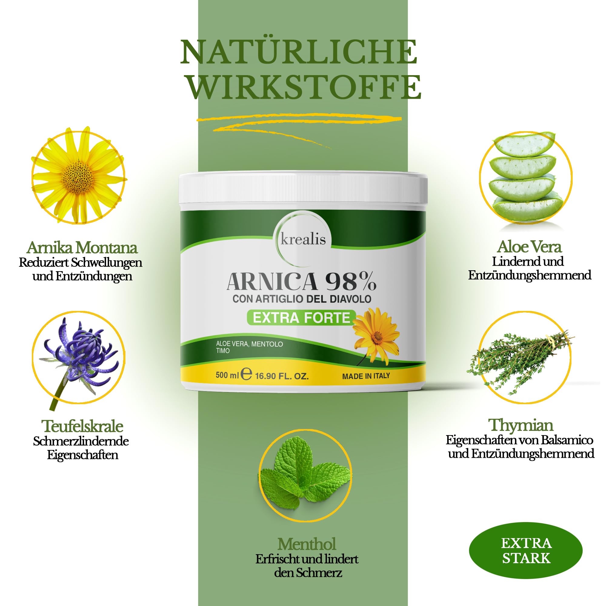 Krealis Arnika Salbe 98% mit Teufelskralle - Starke Schmerzsalbe