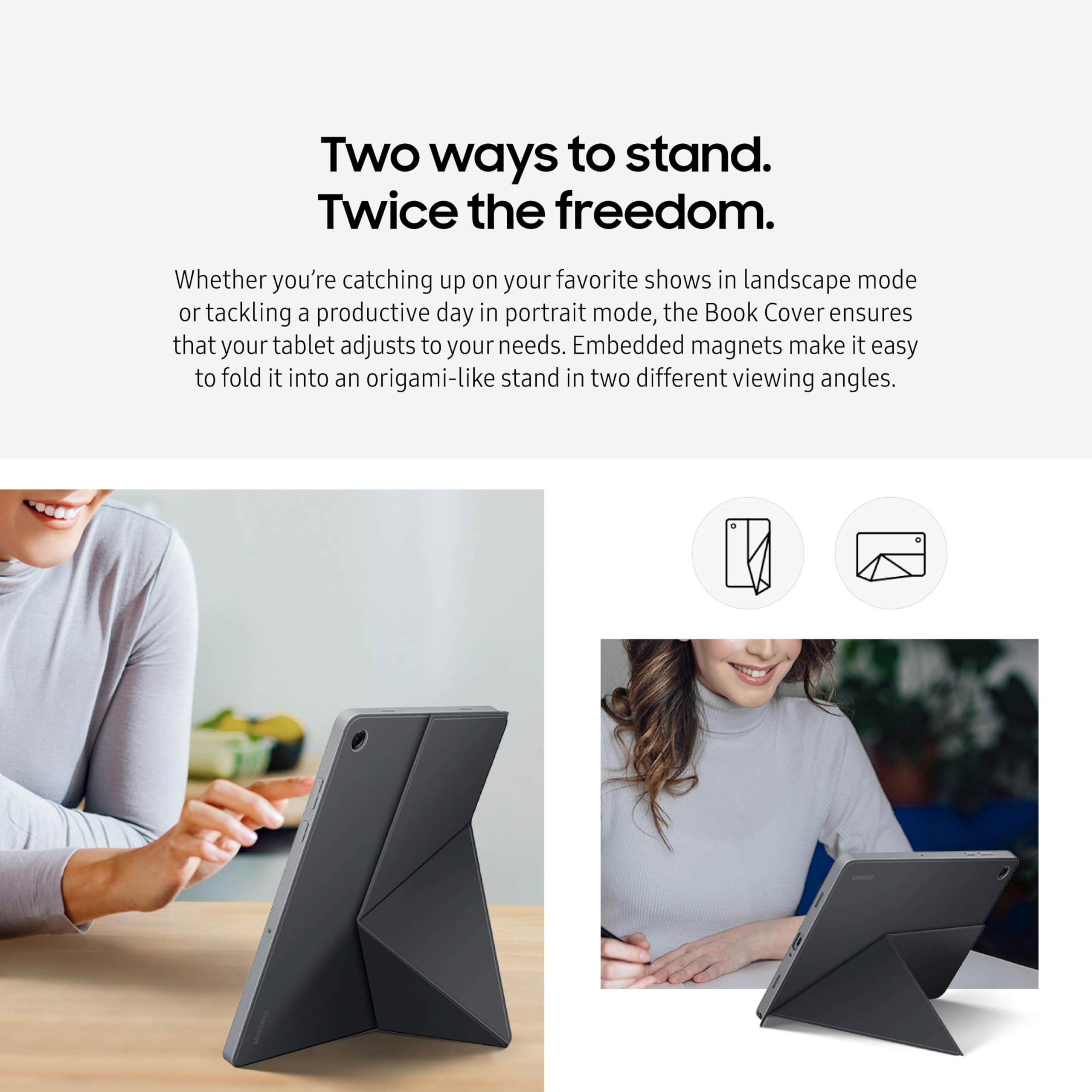 Samsung Galaxy Tab A11+ Book Cover Case, Tablet Protector, Foldable Stand with Landscape and Portrait Modes, Protective Against Bumps and Scratches, Auto Screen On/Off, US Version, Black