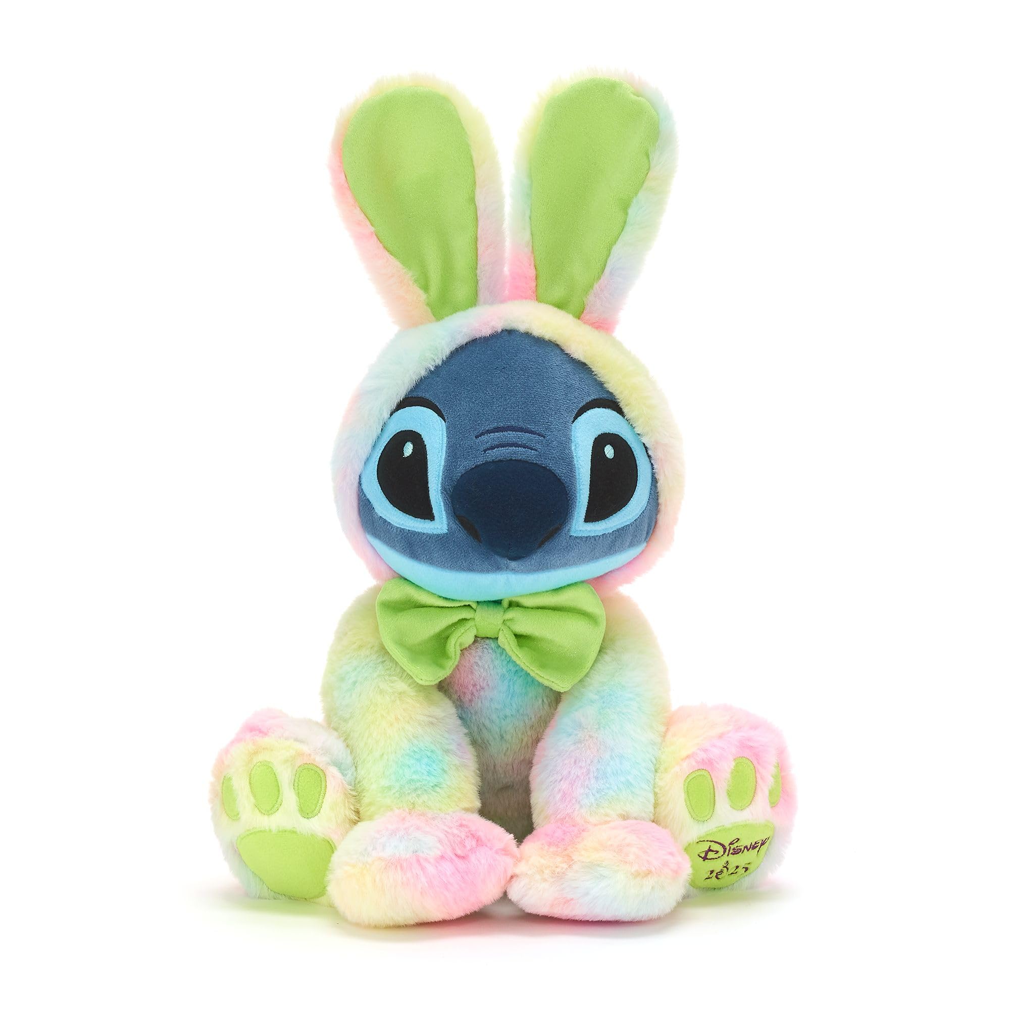 Disney Store Official Peluche pasquale Stitch, Lilo e Stitch, 45 cm, alieno peluche in costume da coniglio pasquale, finitura tie-dye e papillon, data Disney 2025", qualsiasi età, da 0 anni in su