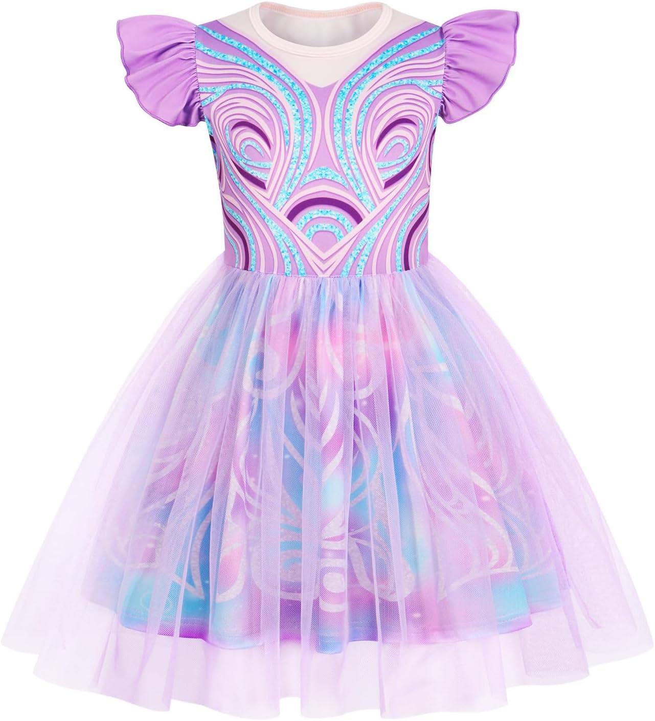 Good Witch Dress for Girls Purple Witches Costume Kids Halloween Christmas Tulle Mesh Dresses