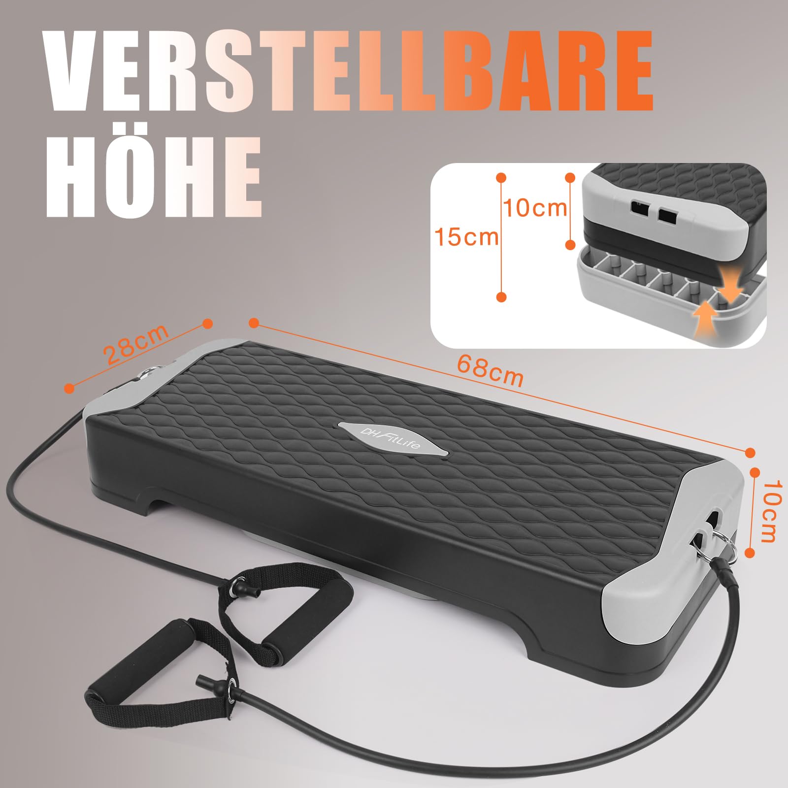 DH FitLife Stepper Für Zuhause | Verstellbares Steppbrett 10/15 cm | Aerobic Stepbenches & Step Up Brett mit Balance-Training | Trittstufe Für Stepper Fitness & Koordinationstraining
