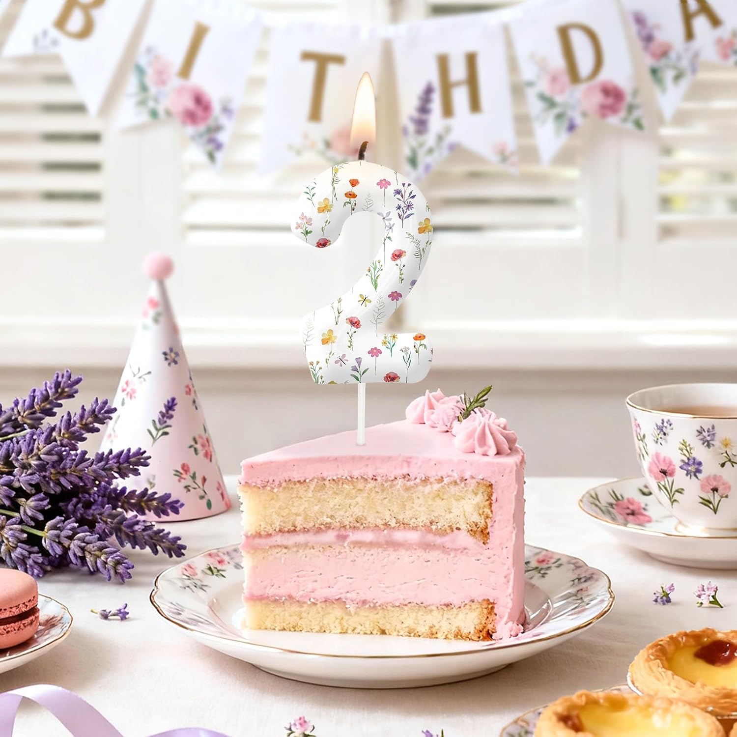 Wildflower Birthday Candles for Cake, Number 1 Candle Birthday Decorations Party Supplies, Wildflower Cake Topper for Theme Party Decorations for Boys Girls (Number 1)