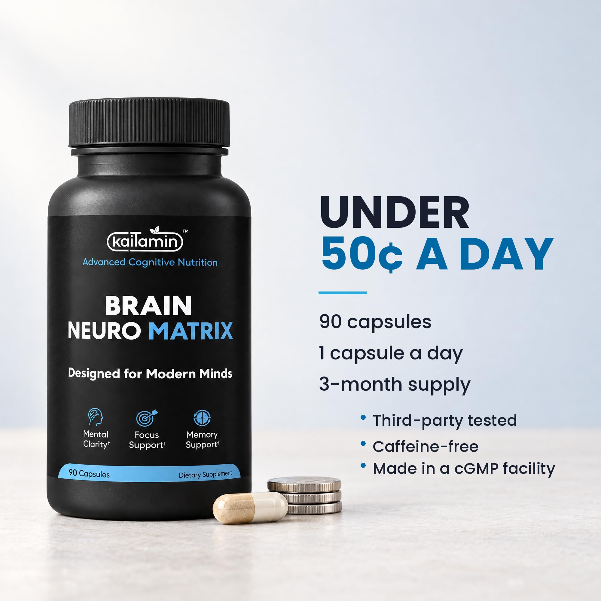 Brain Supplements for Memory and Focus, Caffeine Free, 90 Ct — Amazon image 2