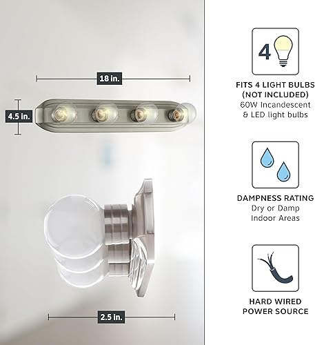 Miniatura 4 de Designers Fountain 6613-BN Melrose - Lámpara de tocador de baño, 3, níquel cepillado