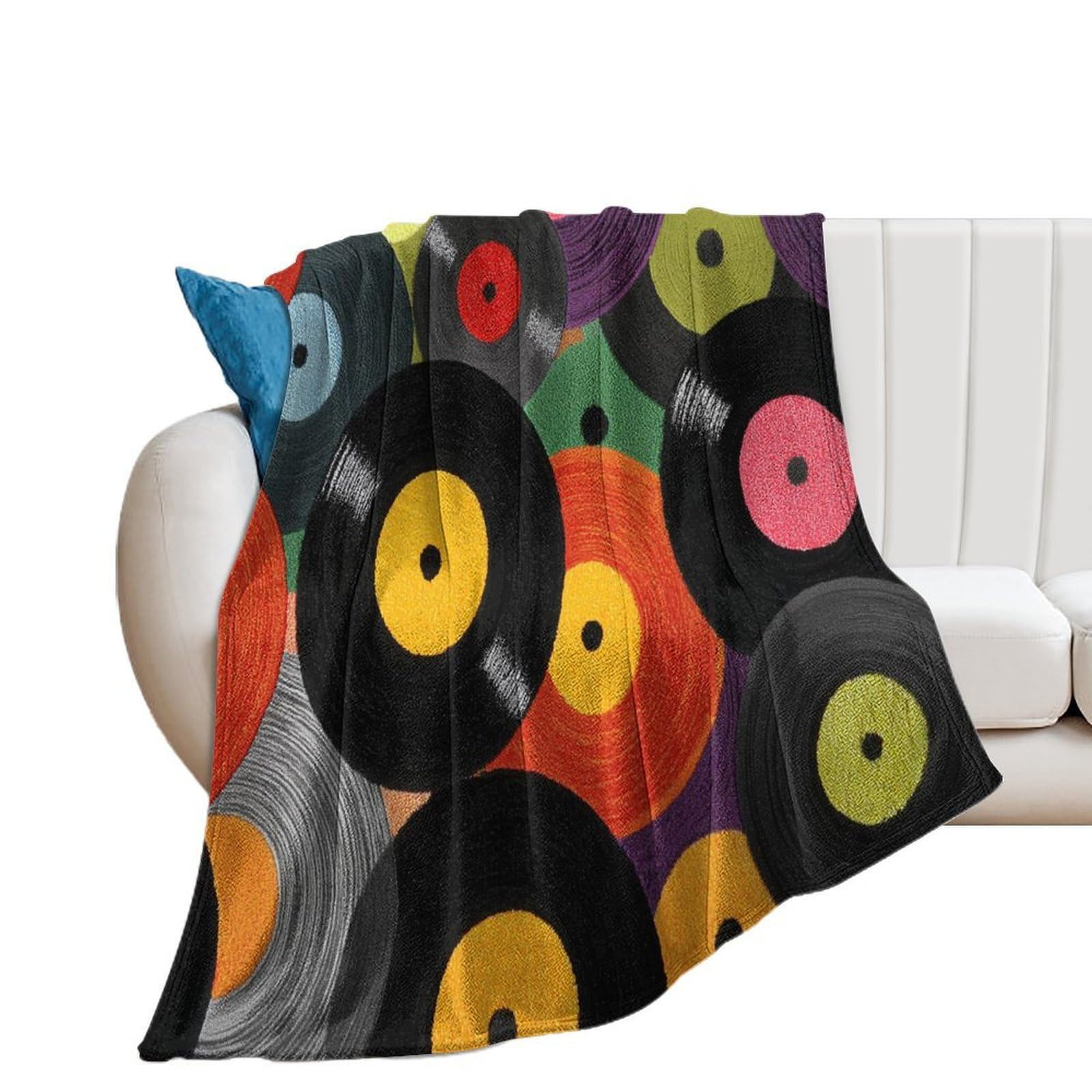 Jubonexis Retro Colorful Vinyl Records Anti Pilling Throw Blankets Cozy Durable Blanket for Bedroom Living Rooms Couch Sofa Bed 50"x60"