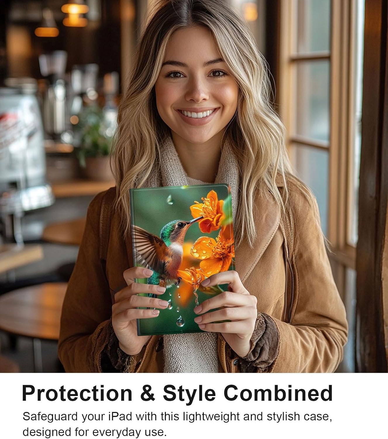 Case for iPad (A16) 11th Generation 11 Inch 2025/iPad 10th Generation 10.9 Inch 2022, Slim PU Leather Stand Cover with Auto Wake/Sleep, Multi-Angle Viewing & Shockproof, Hummingbird