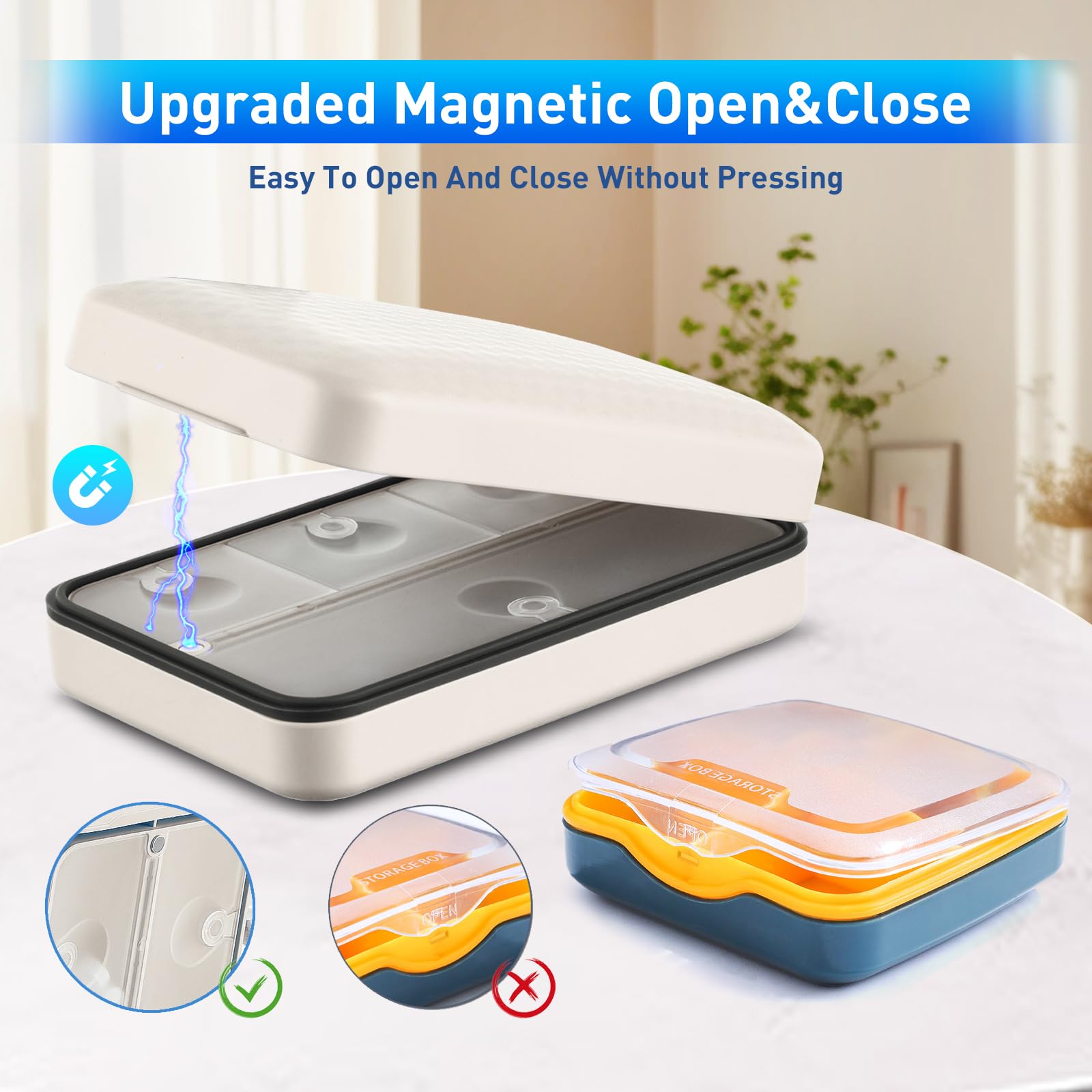 LONGMON 8 Compartments Pill Organizer, Daily Pill Case Portable Pill Box for Travel Cute Pill Container Medicine Pill Organizer for Vitamin,Fish Oils,Supplements