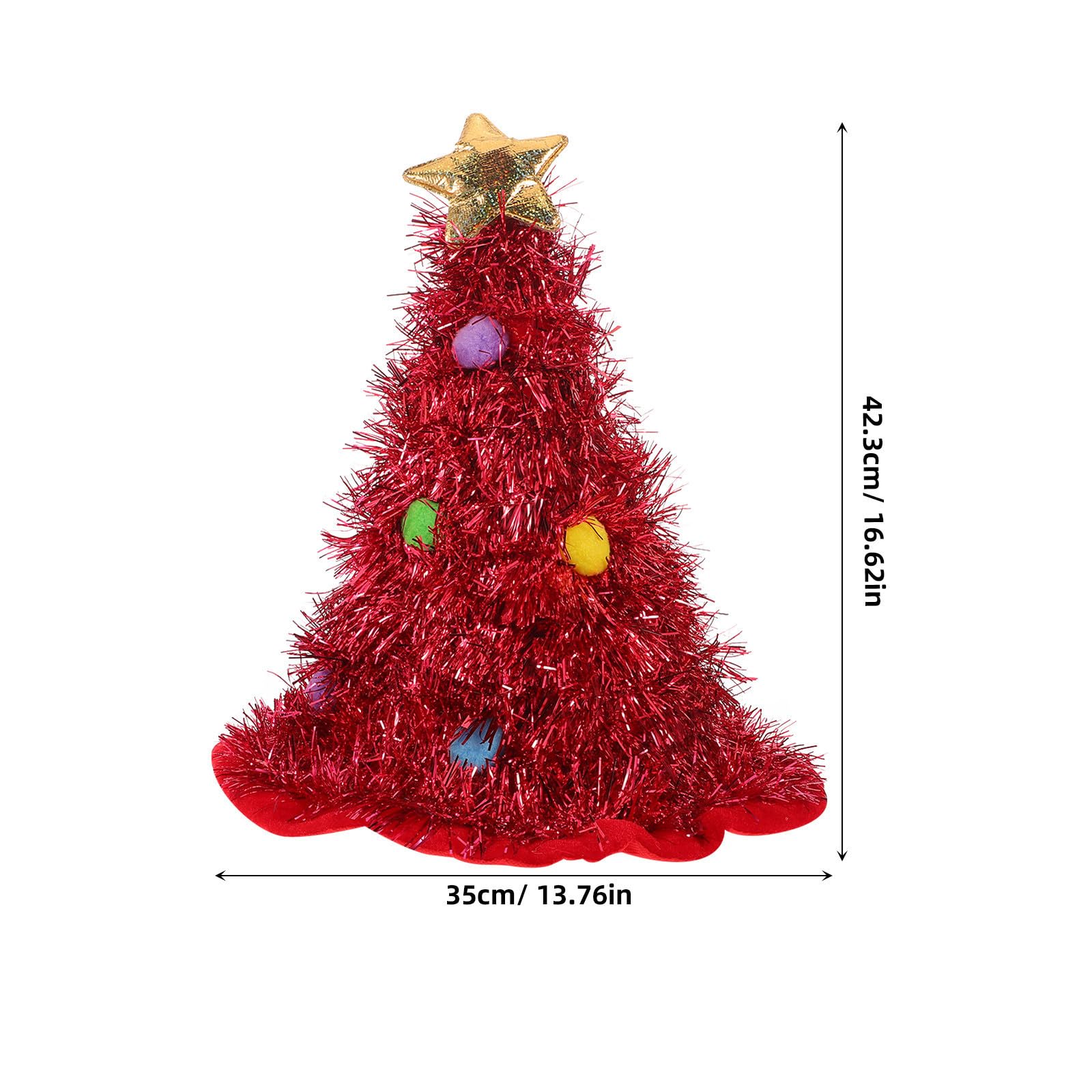 NUOBESTY 5 Pezzi Cappello di Natale Albero Rosso in Feltro con Grande Tesa
