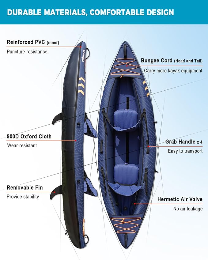 Kayak Inflable LINGVUM 2 Personas PVC Reforzado con Remos miniatura 4