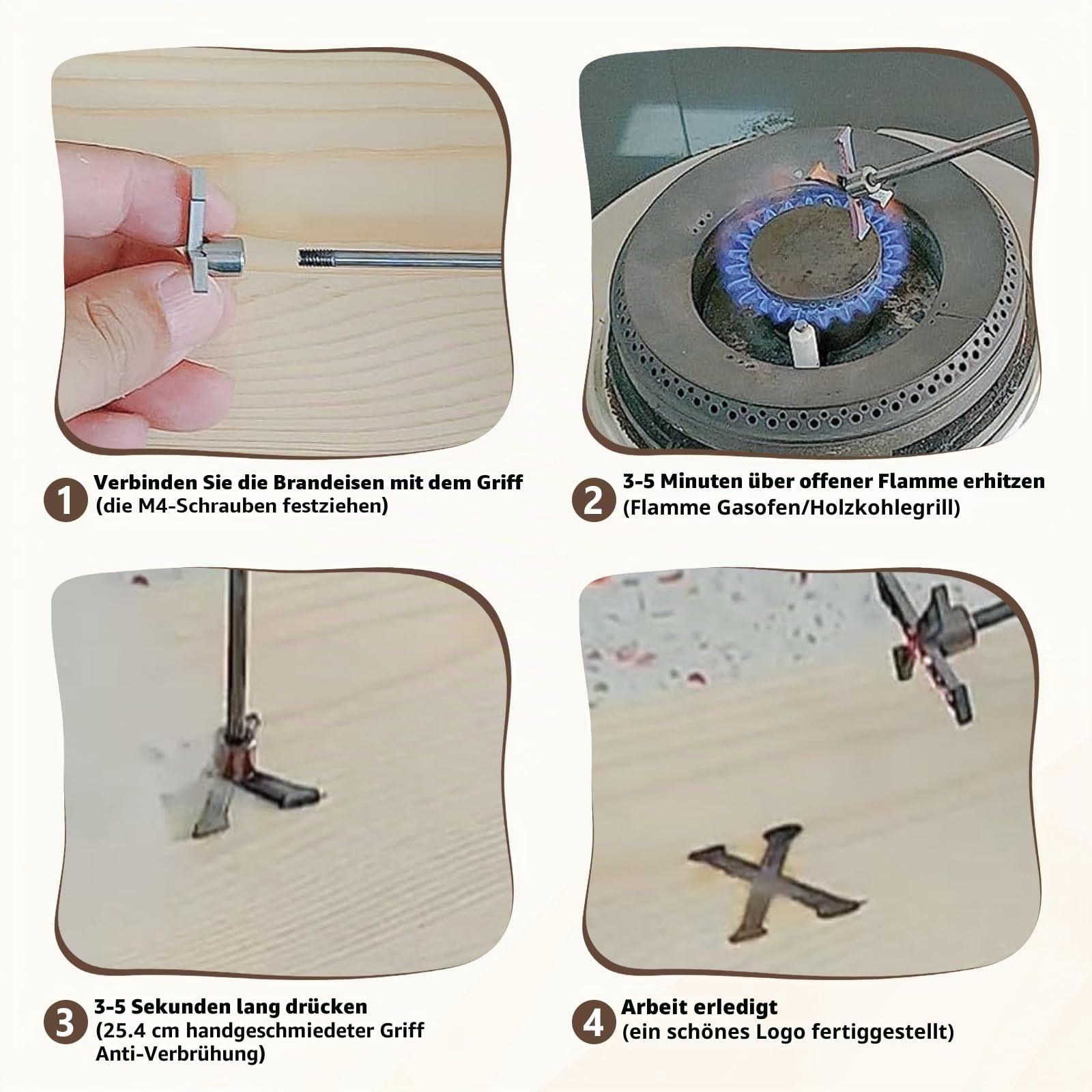 Mini Brandeisen Kit, 26 Buchstaben und 10 Zahlen, personalisierte Brandeisen mit 3 Griffen für Holz, Leder, Hüte, Filz, Rindsleder (nicht für Lebensmittel)
