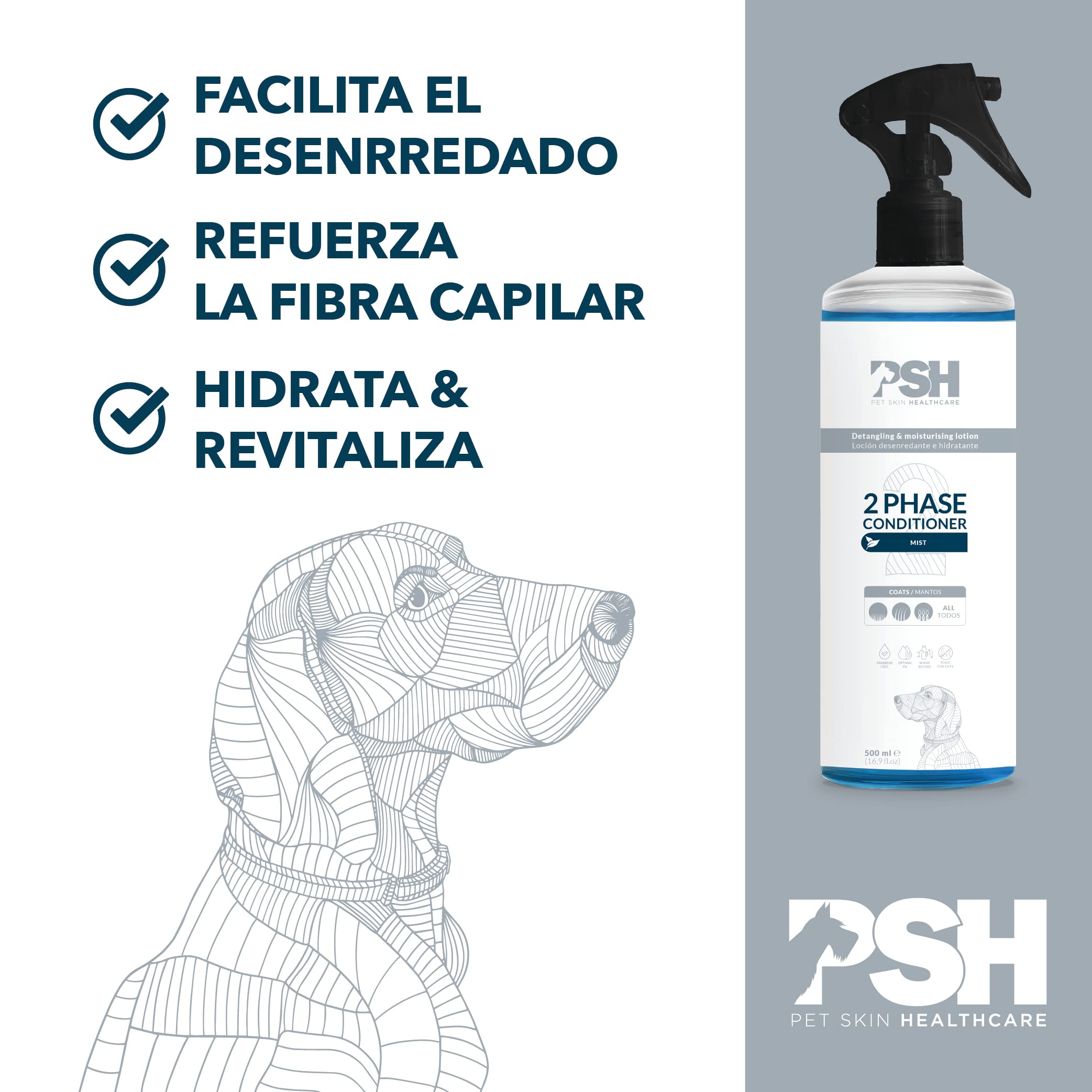 PSH 2Phase Conditioner - Acondicionador para Perros Desenredante e Hidratante - 500 ml
