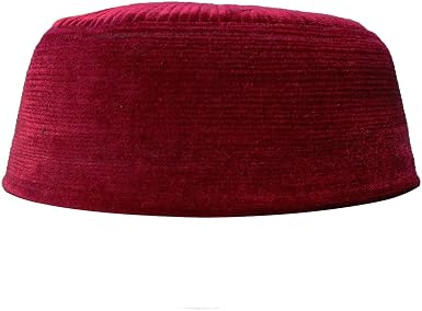 TheKufi Maroon Rigid Velvet Kufi Hat 