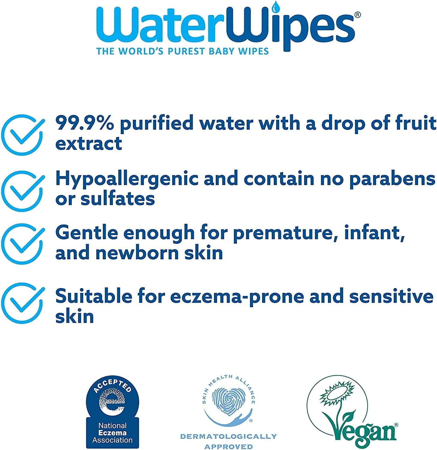 WaterWipes Original Baby Wipes, 99.9% Water, Unscented & Hypoallergenic for Sensitive Newborn Skin, 12 Packs (720 Count) : Baby