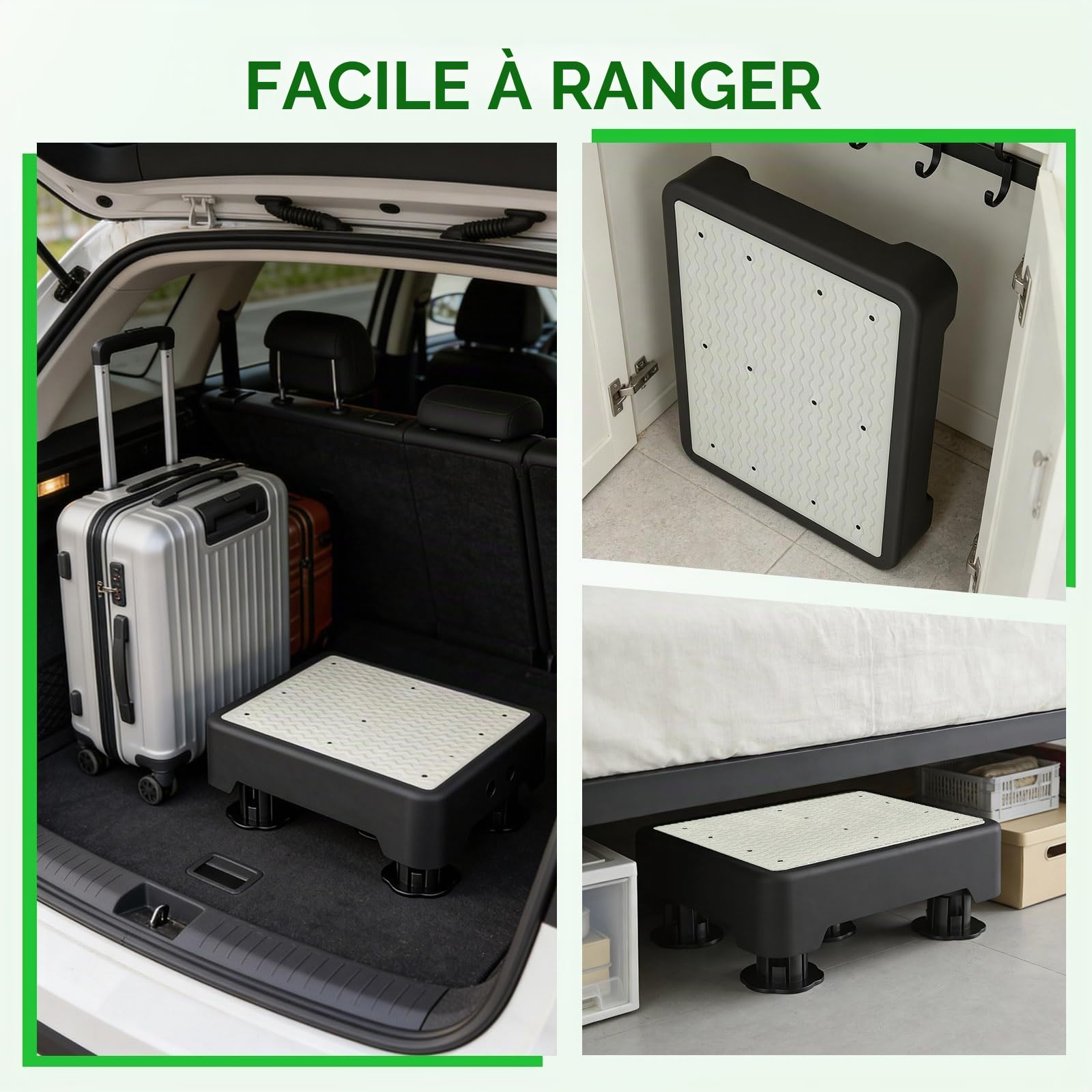 Marchepied réglable, réglable en hauteur, antidérapant et phosphorescent, 3 niveaux (max. 200 kg), idéal pour la douche, la voiture et comme aide à la montée, pour les personnes âgées et les enfants
