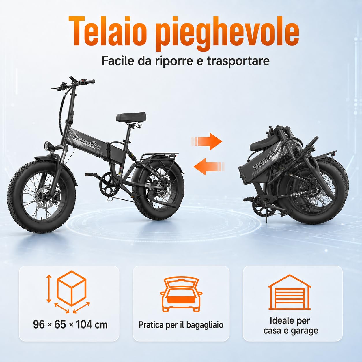 Bici Elettrica Pieghevole 20"×4.0" Fat Tire, Bicicletta Elettrica 48V 20Ah Batteria Rimovibile fino a 120 km 250W,60 Nm, 7 Velocità per Adulti, Freni Idraulici Doppia Sospensione per Ogni Terreno