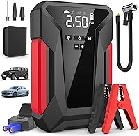 Cemobene 4000A Jump Starter with 150PSI Air Compressor - Portable Car Battery Booster for 10L Gas/8.5L Diesel (Black)